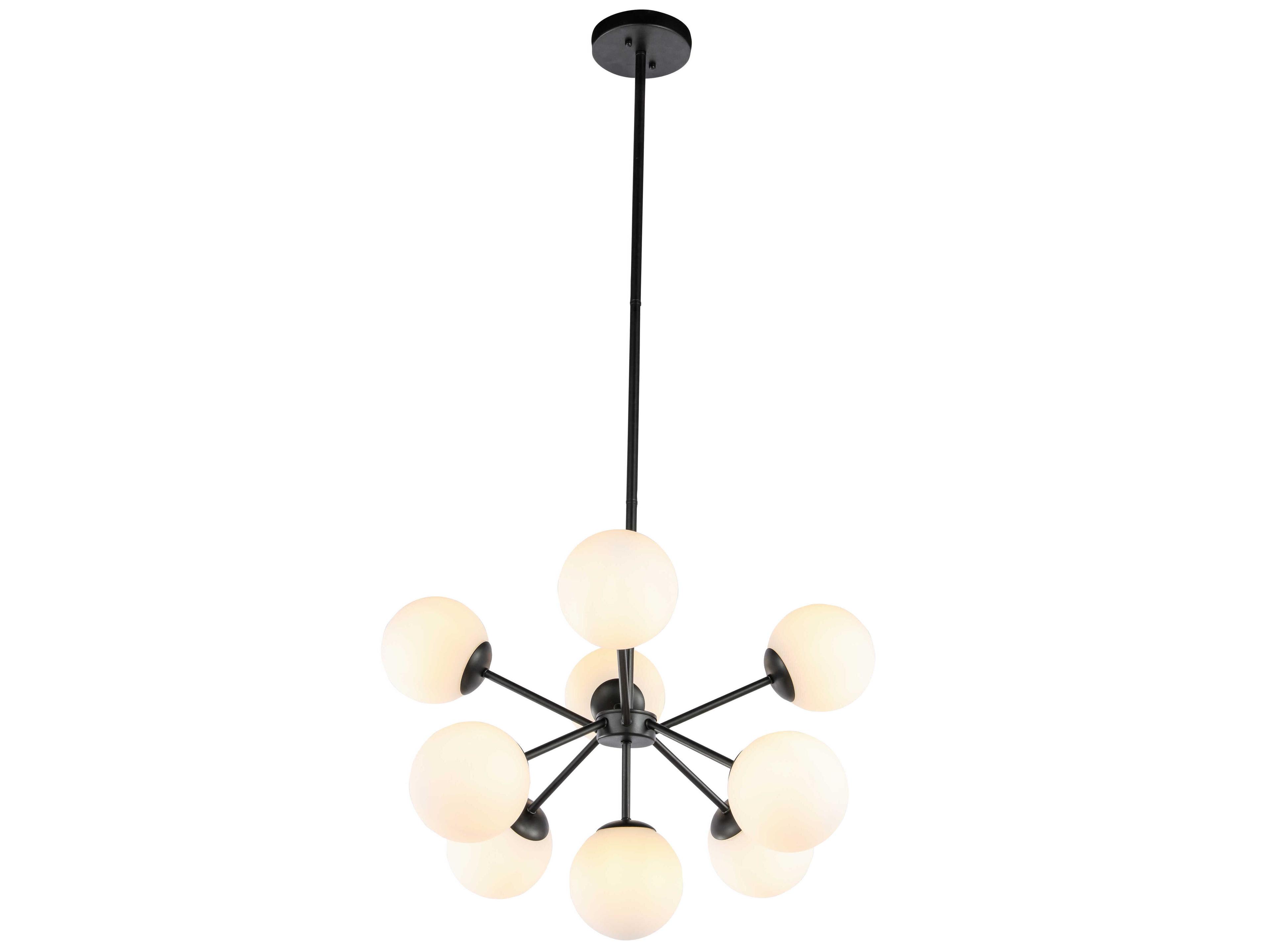 Elegant Lighting Jupiter 9-Light Black Glass LED Globe Sputnik Pendant