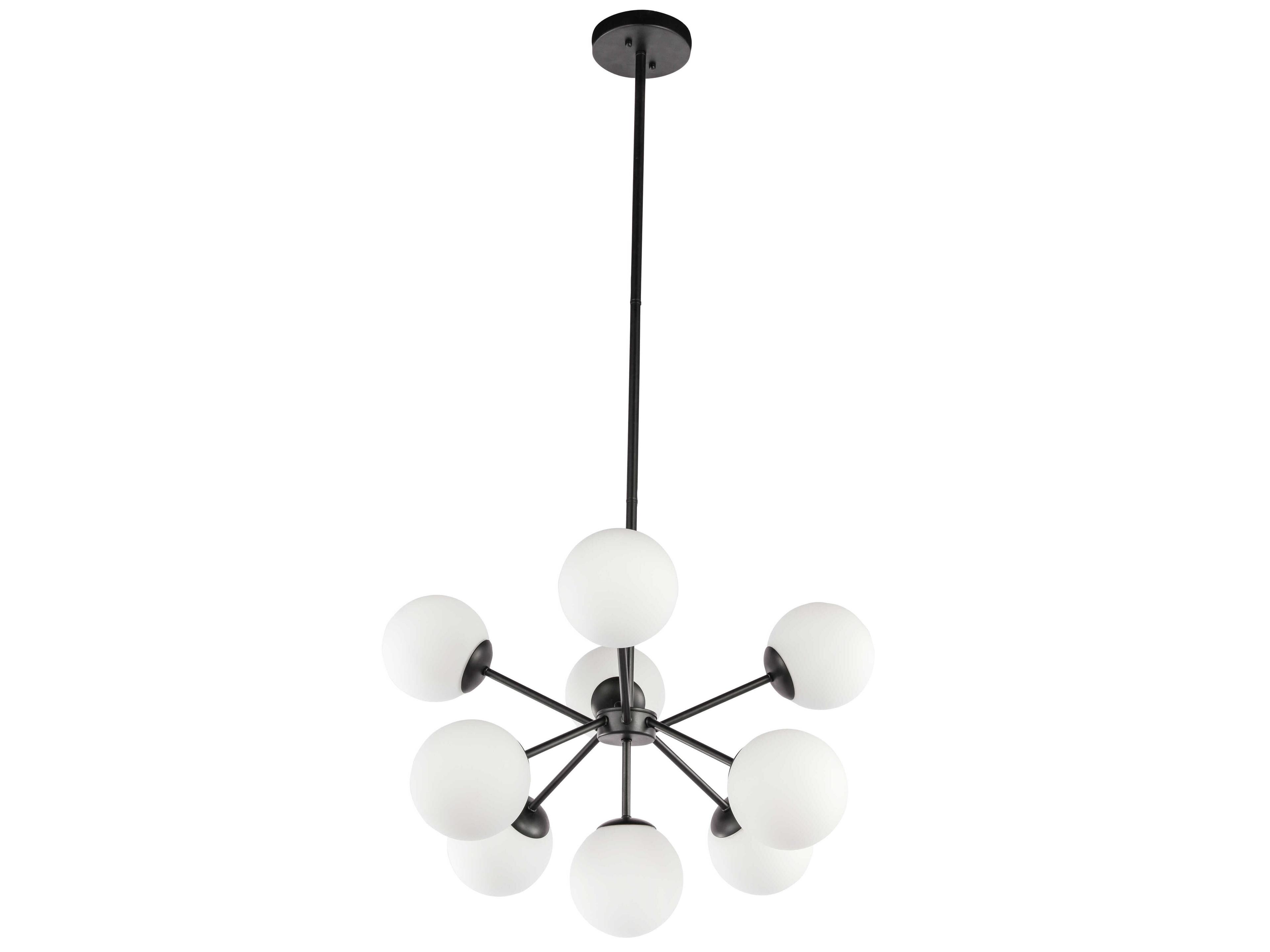 Elegant Lighting Jupiter 9-Light Black Glass LED Globe Sputnik Pendant