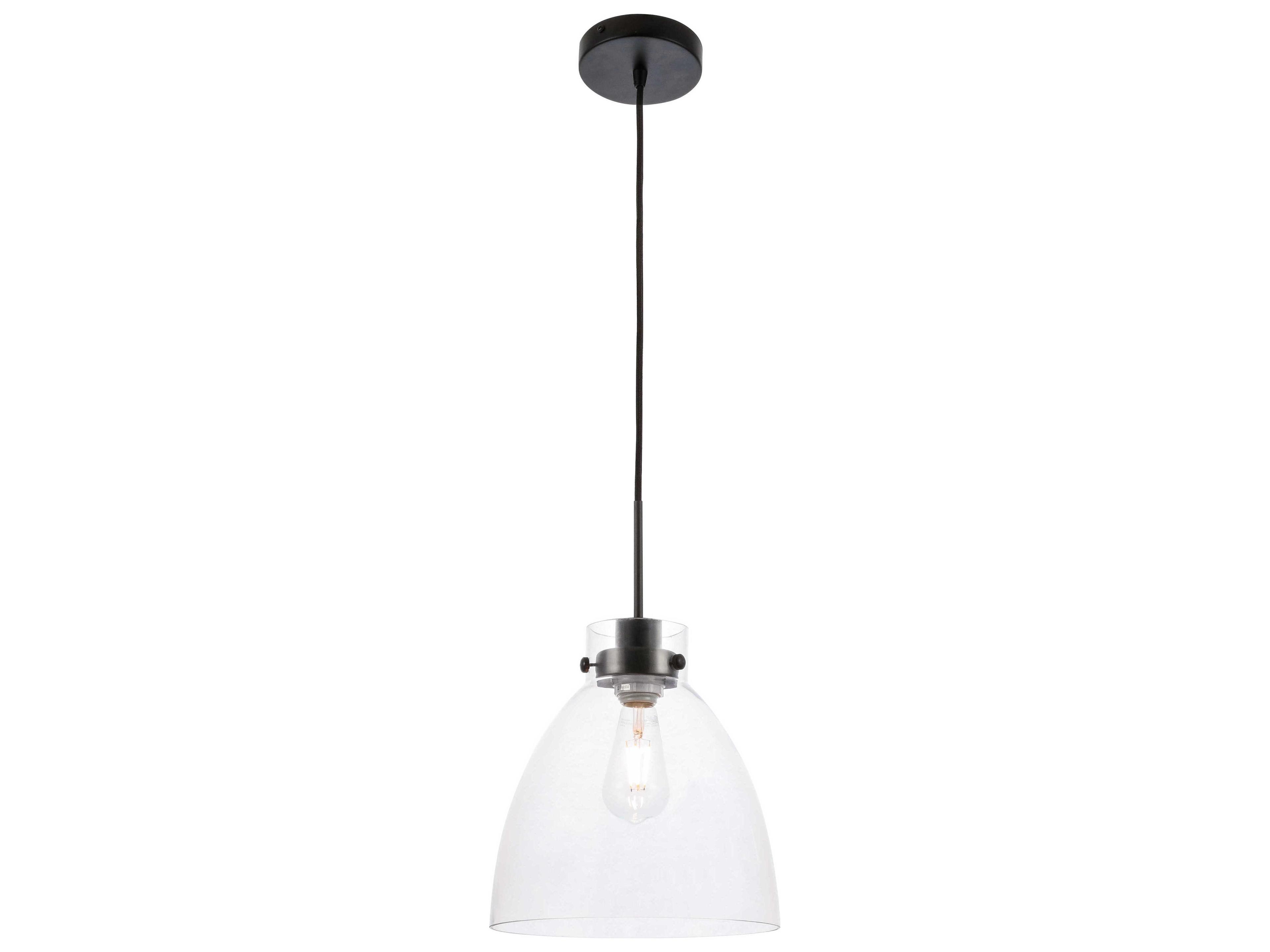 Frey 1-Light Black Glass Dome Mini Pendant
