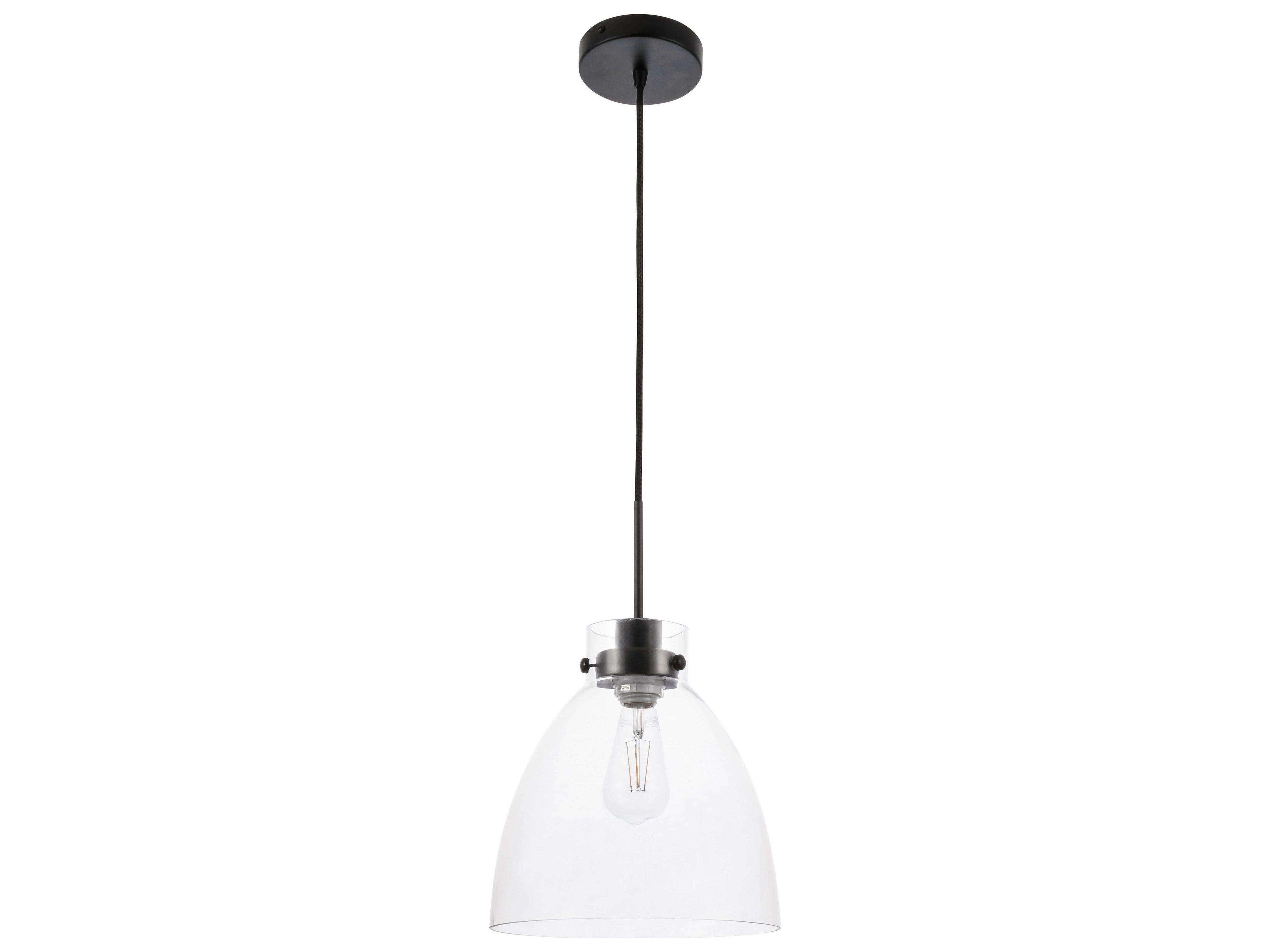 Elegant Lighting Frey 1-Light Black Glass Dome Mini Pendant