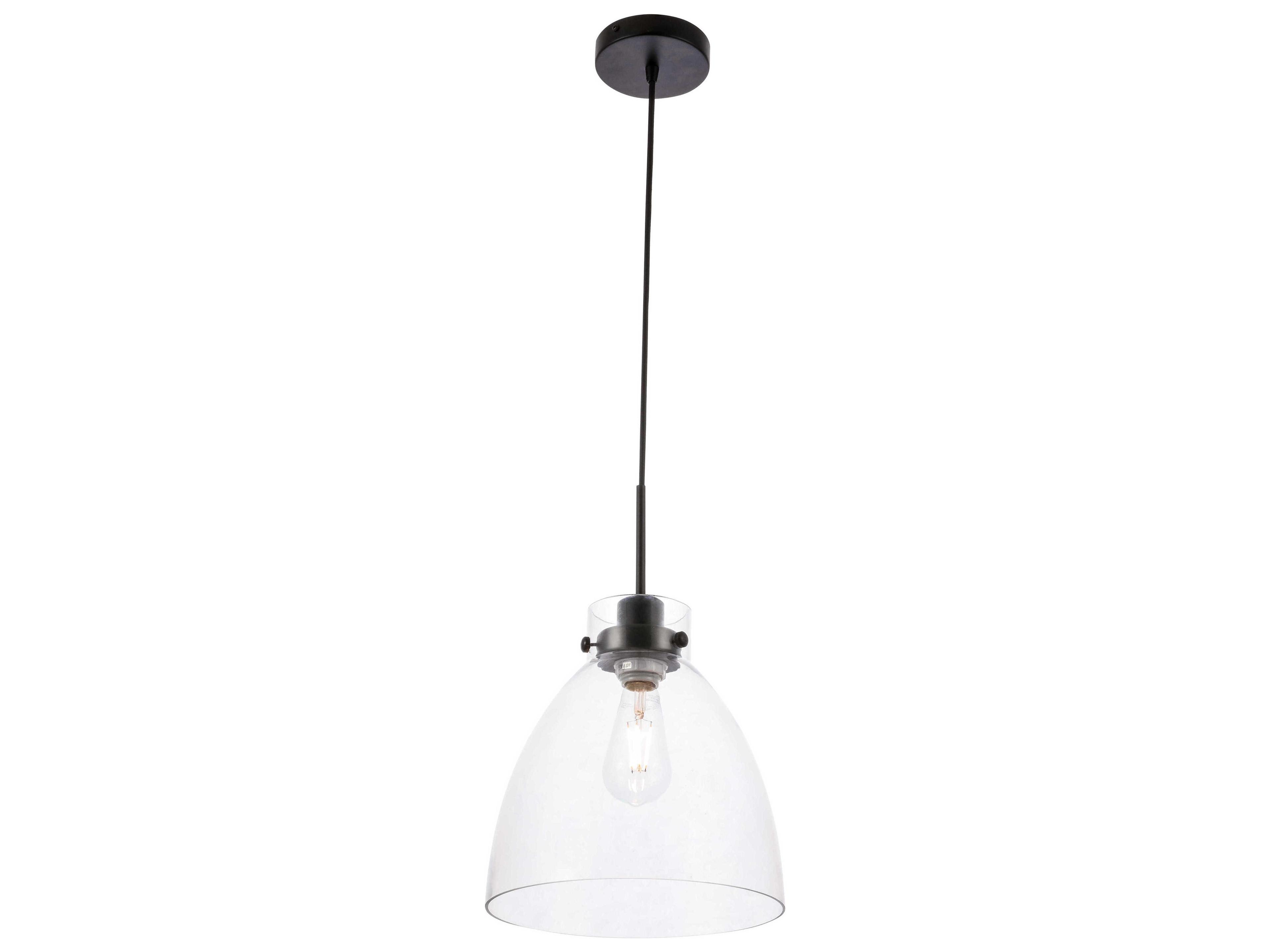 Elegant Lighting Frey 1-Light Black Glass Dome Mini Pendant