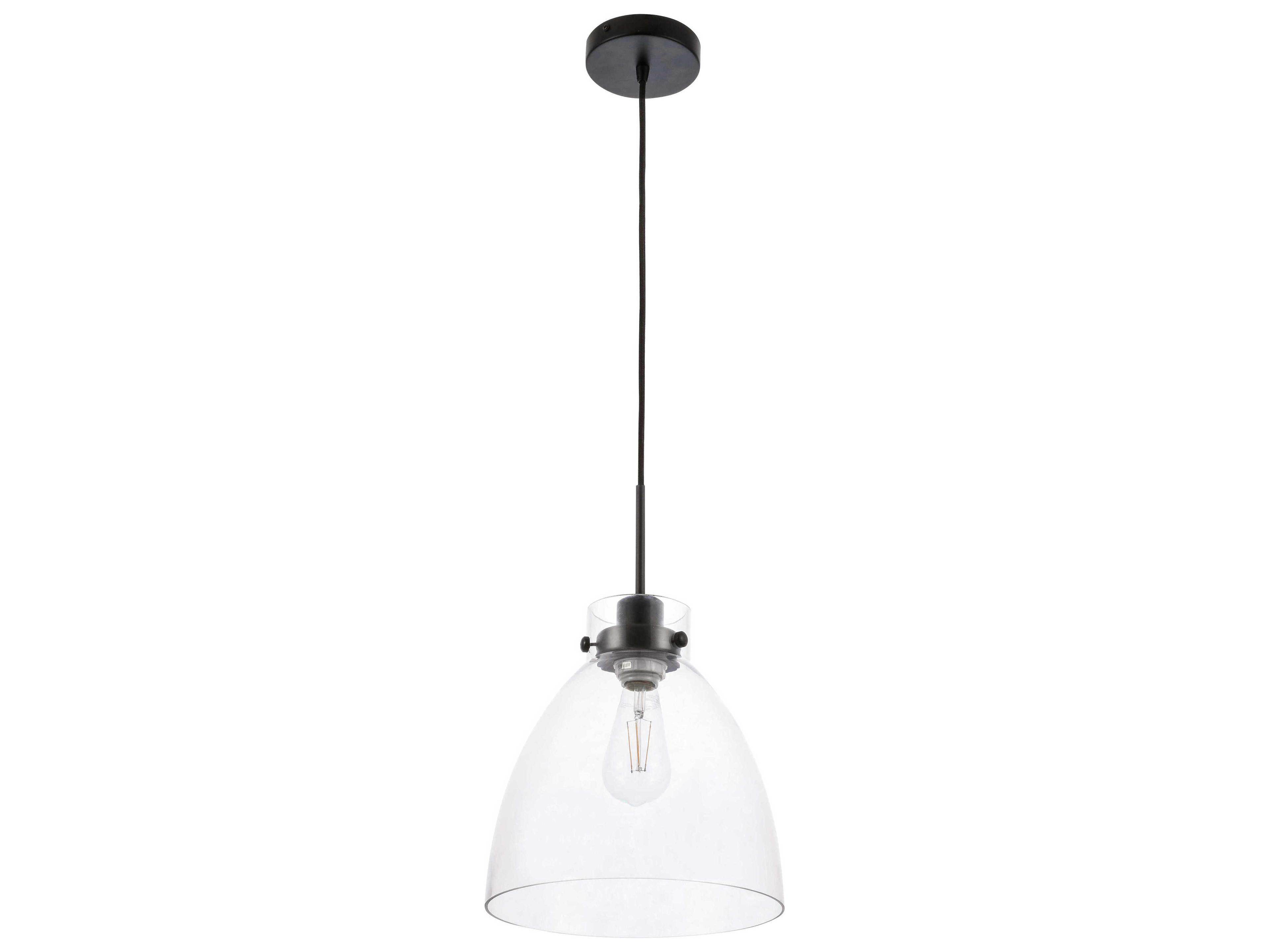 Elegant Lighting Frey 1-Light Black Glass Dome Mini Pendant