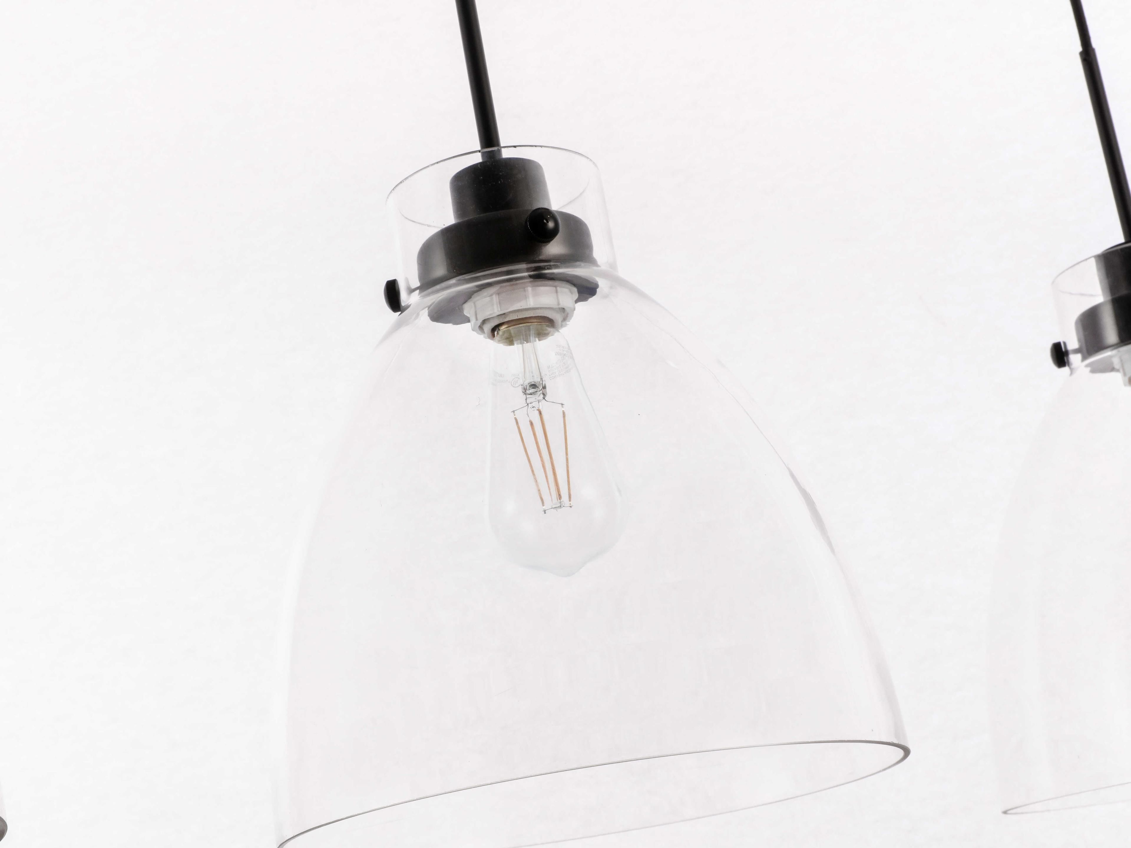 Elegant Lighting Frey 3-Light Black Glass LED Bell Island Pendant