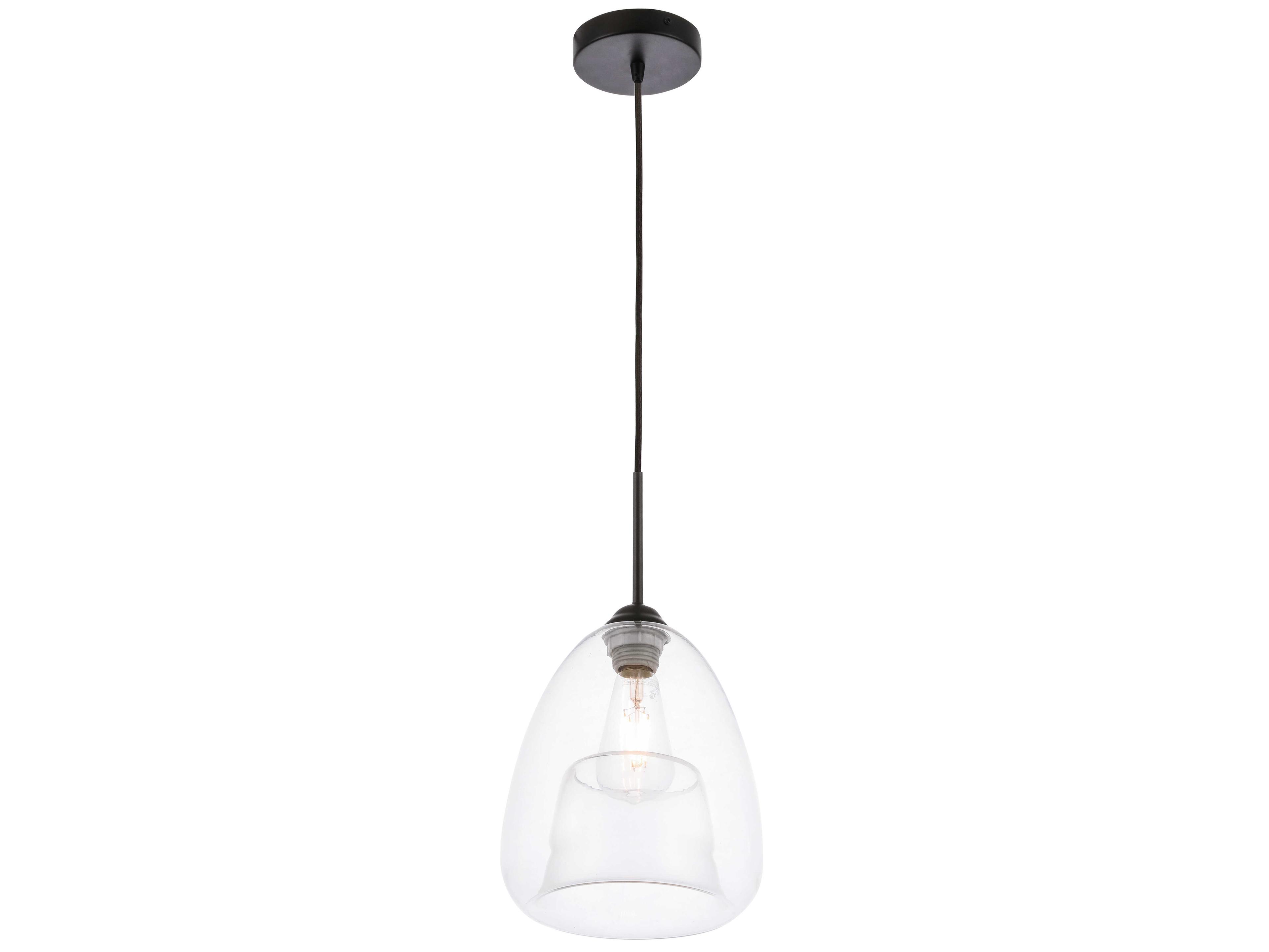 Elegant Lighting Kason 1-Light Black Glass LED Mini Pendant