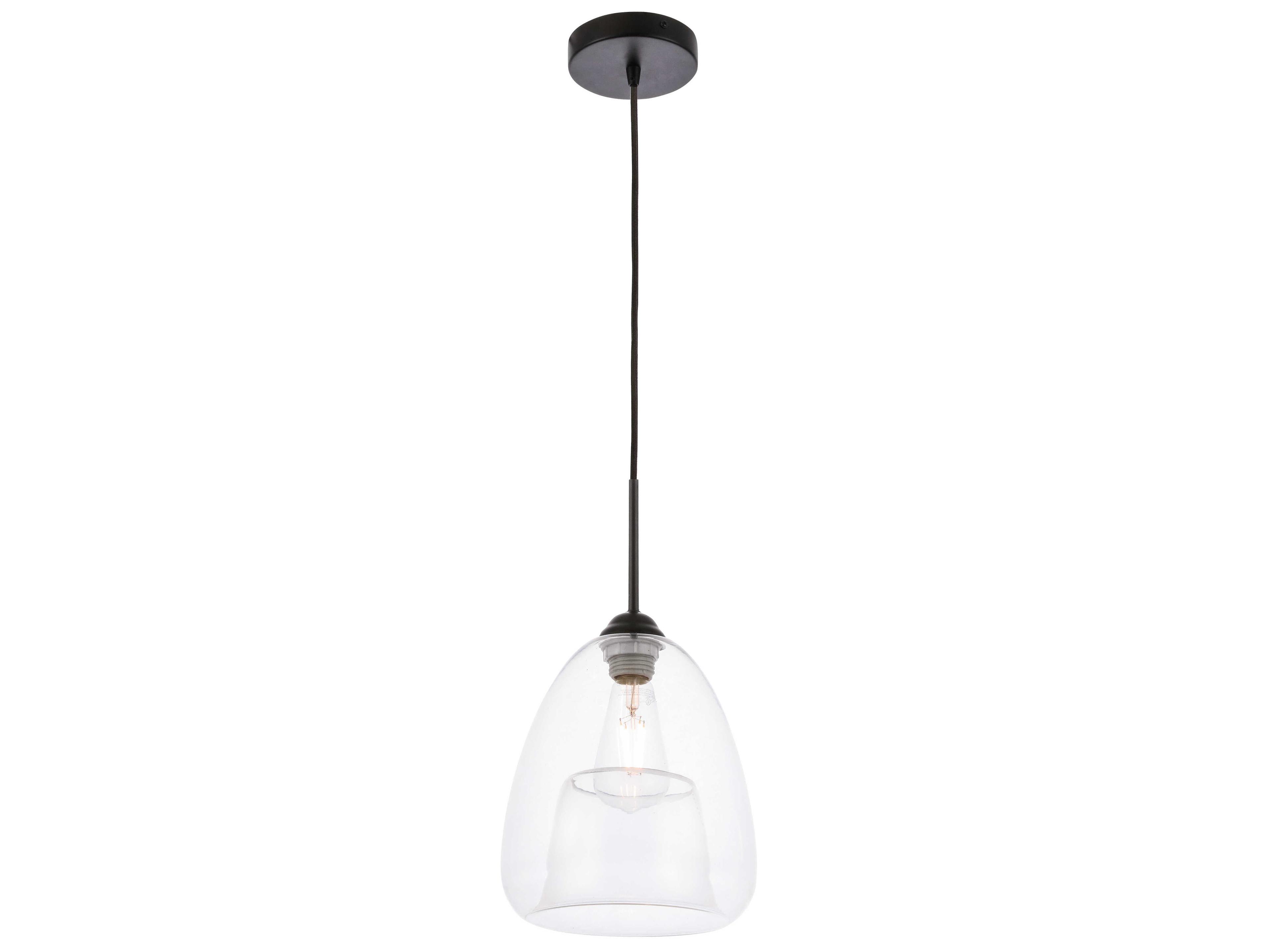Elegant Lighting Kason 1-Light Black Glass LED Mini Pendant