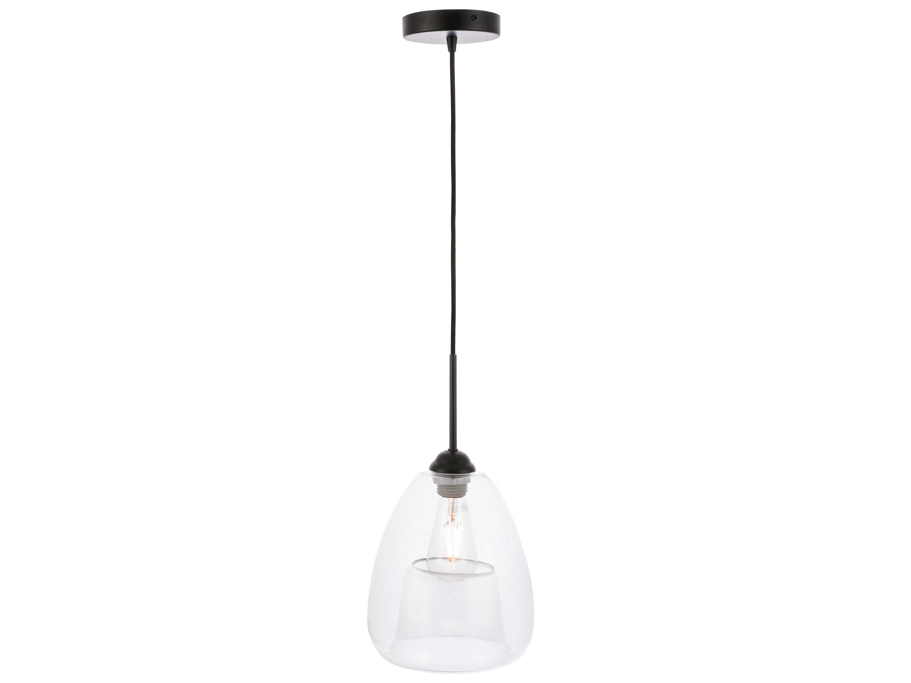 Elegant Lighting Kason 1-Light Black Glass LED Mini Pendant