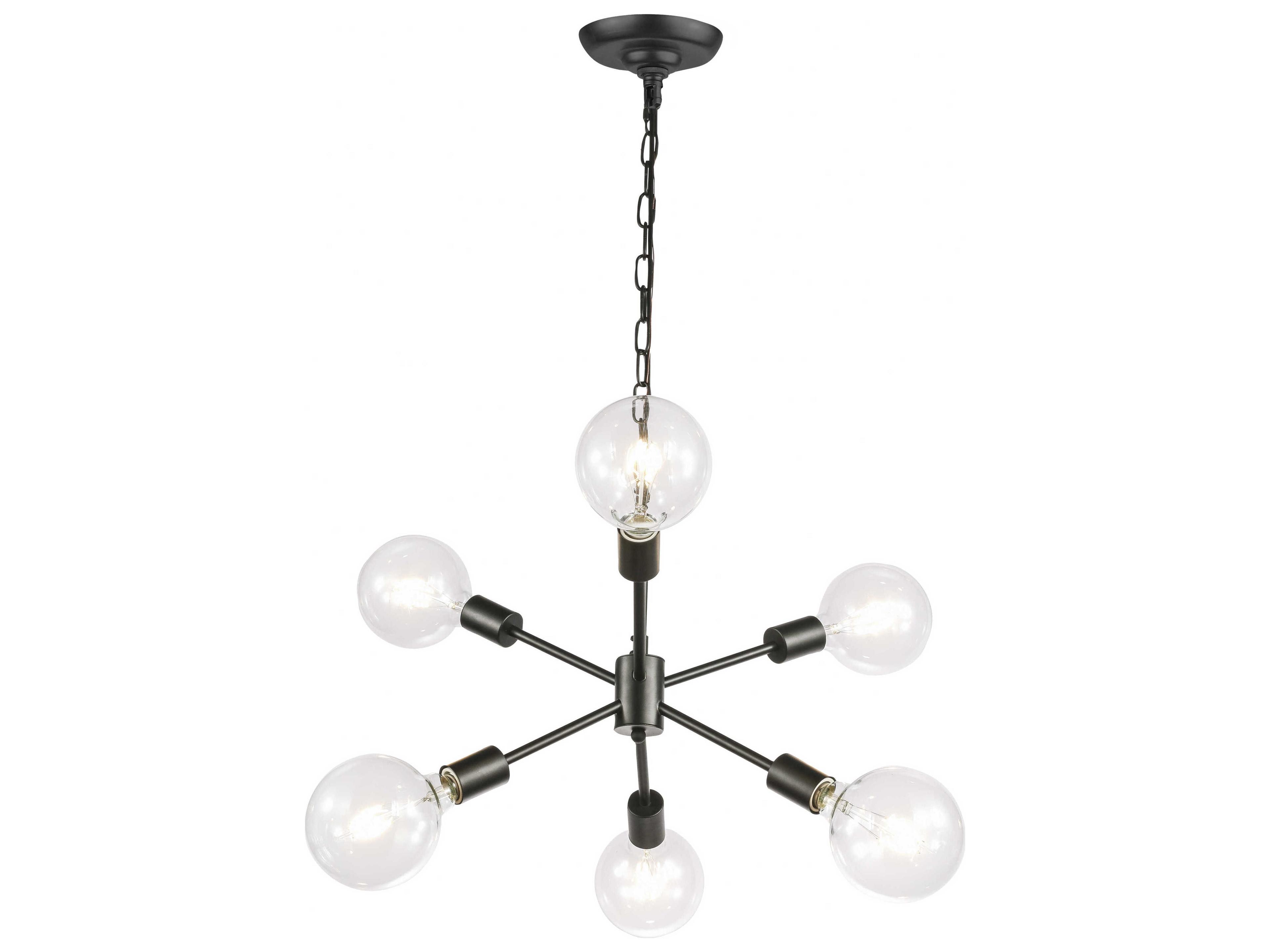 Elegant Lighting Nolan 6-Light Black Glass LED Sputnik Pendant