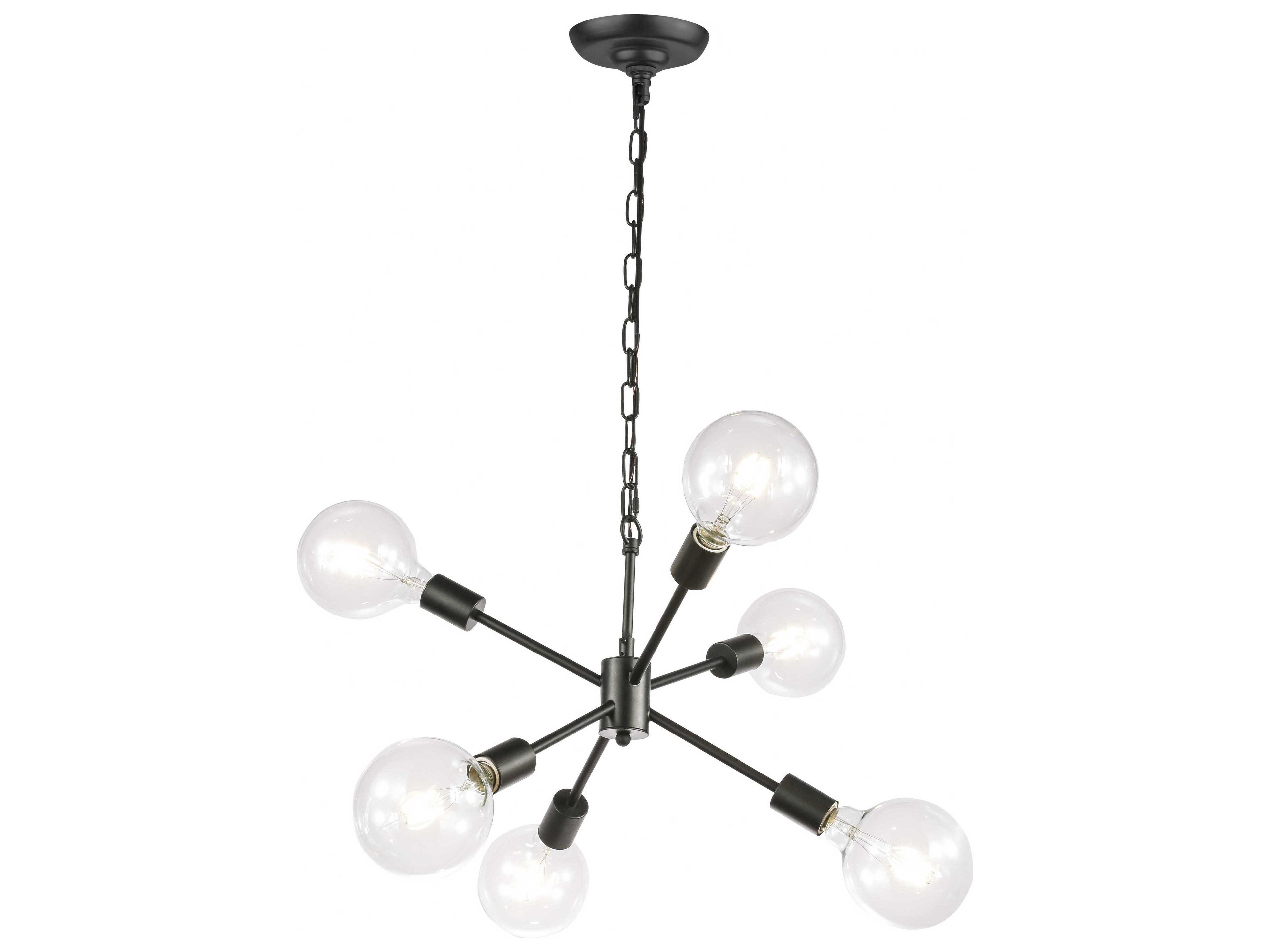 Elegant Lighting Nolan 6-Light Black Glass LED Sputnik Pendant