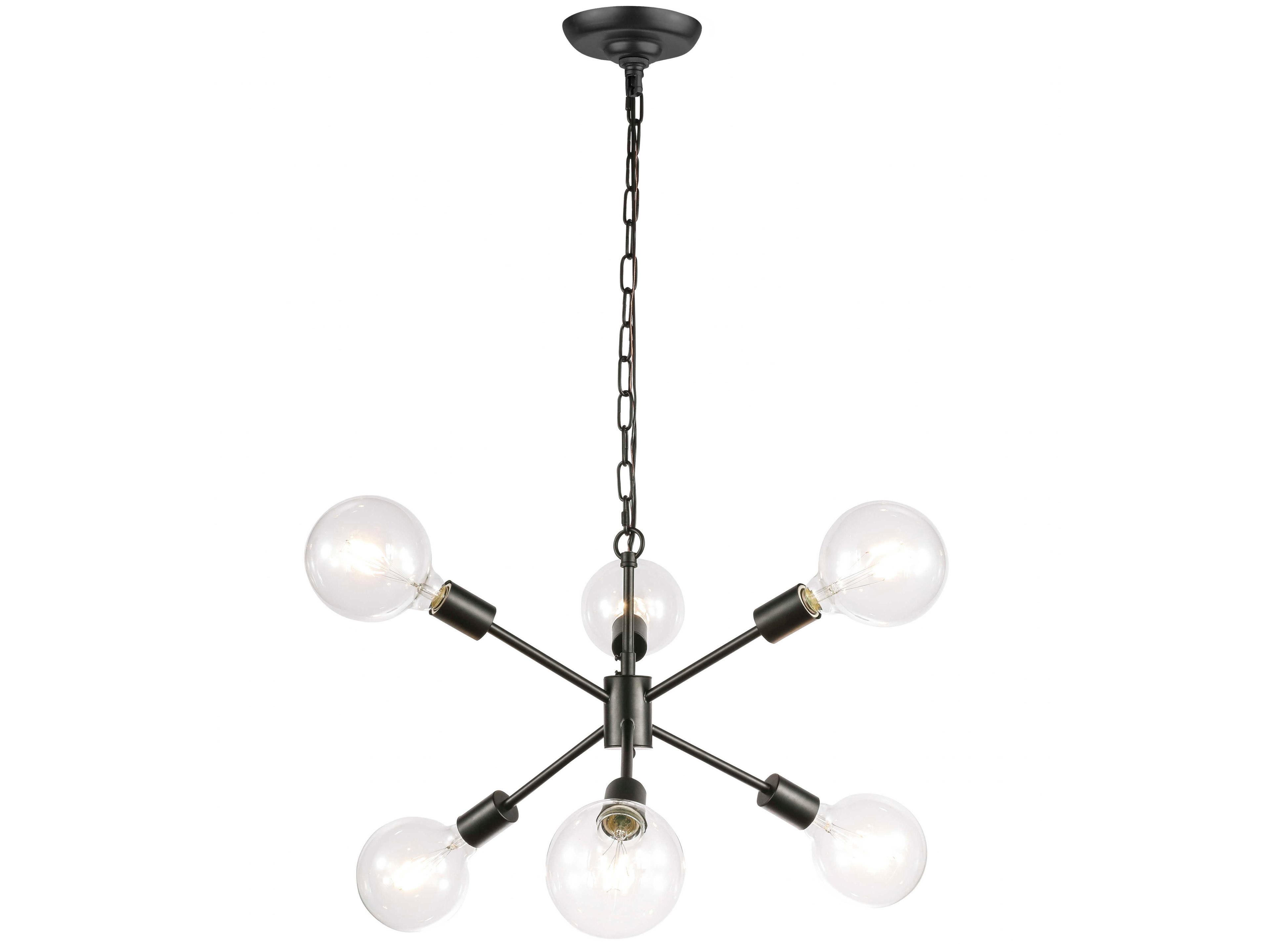 Elegant Lighting Nolan 6-Light Black Glass LED Sputnik Pendant