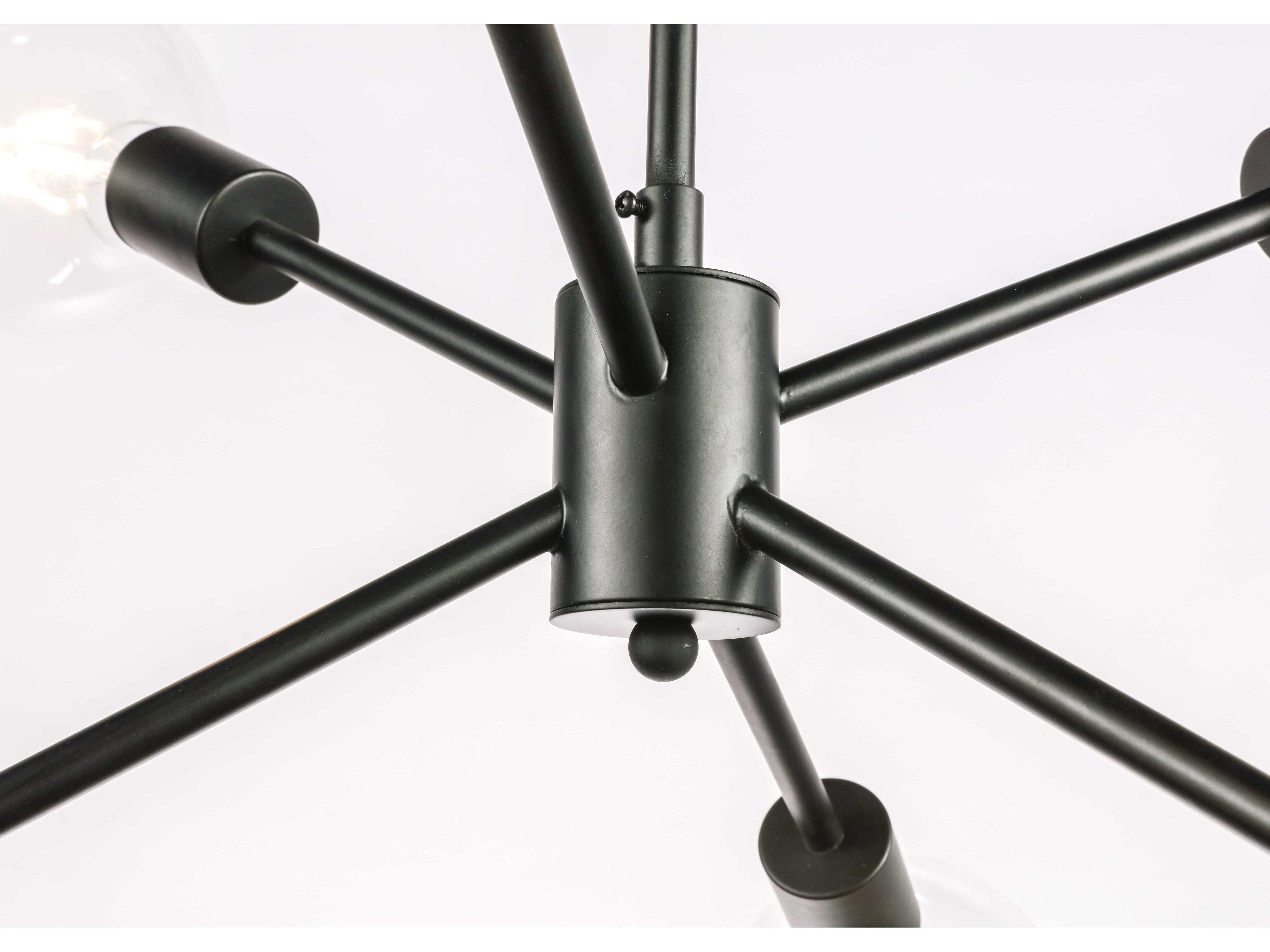 Elegant Lighting Nolan 6-Light Black Glass LED Sputnik Pendant