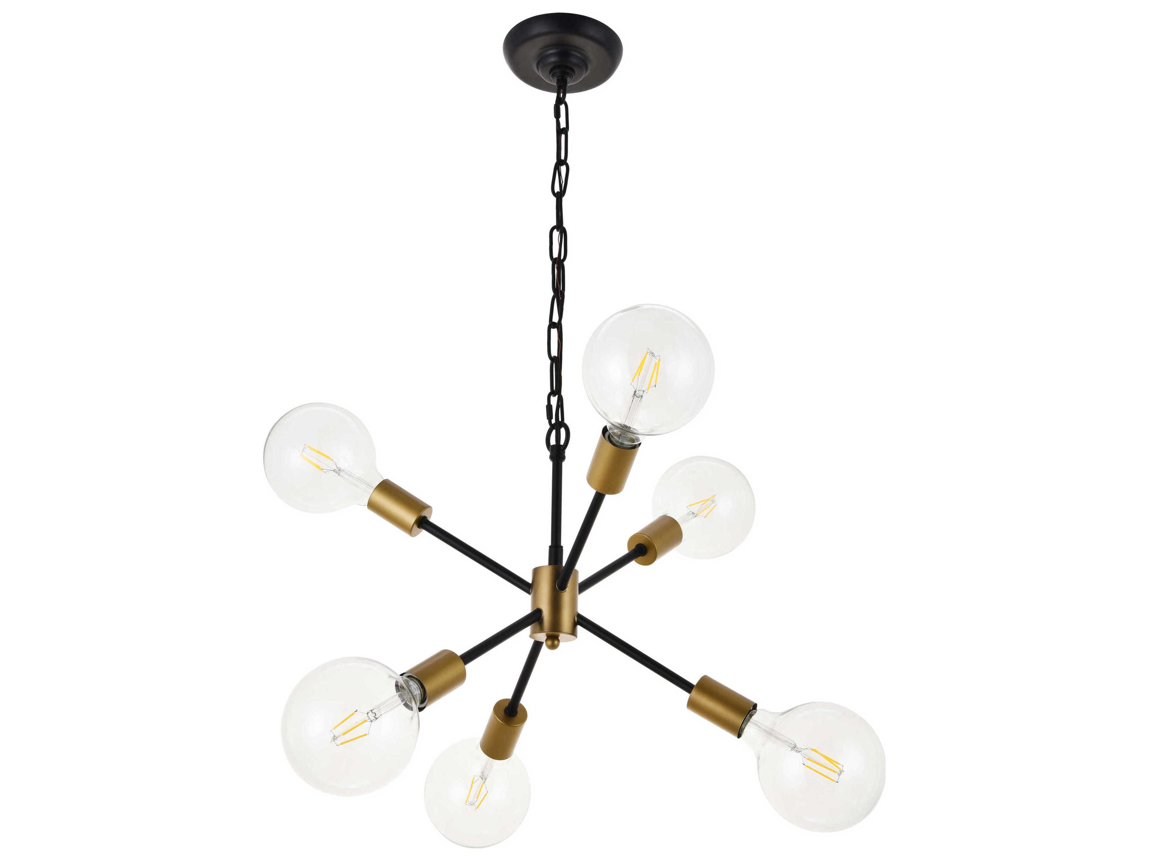 Elegant Lighting Nolan 6-Light Matte Black Bronze Sputnik Pendant