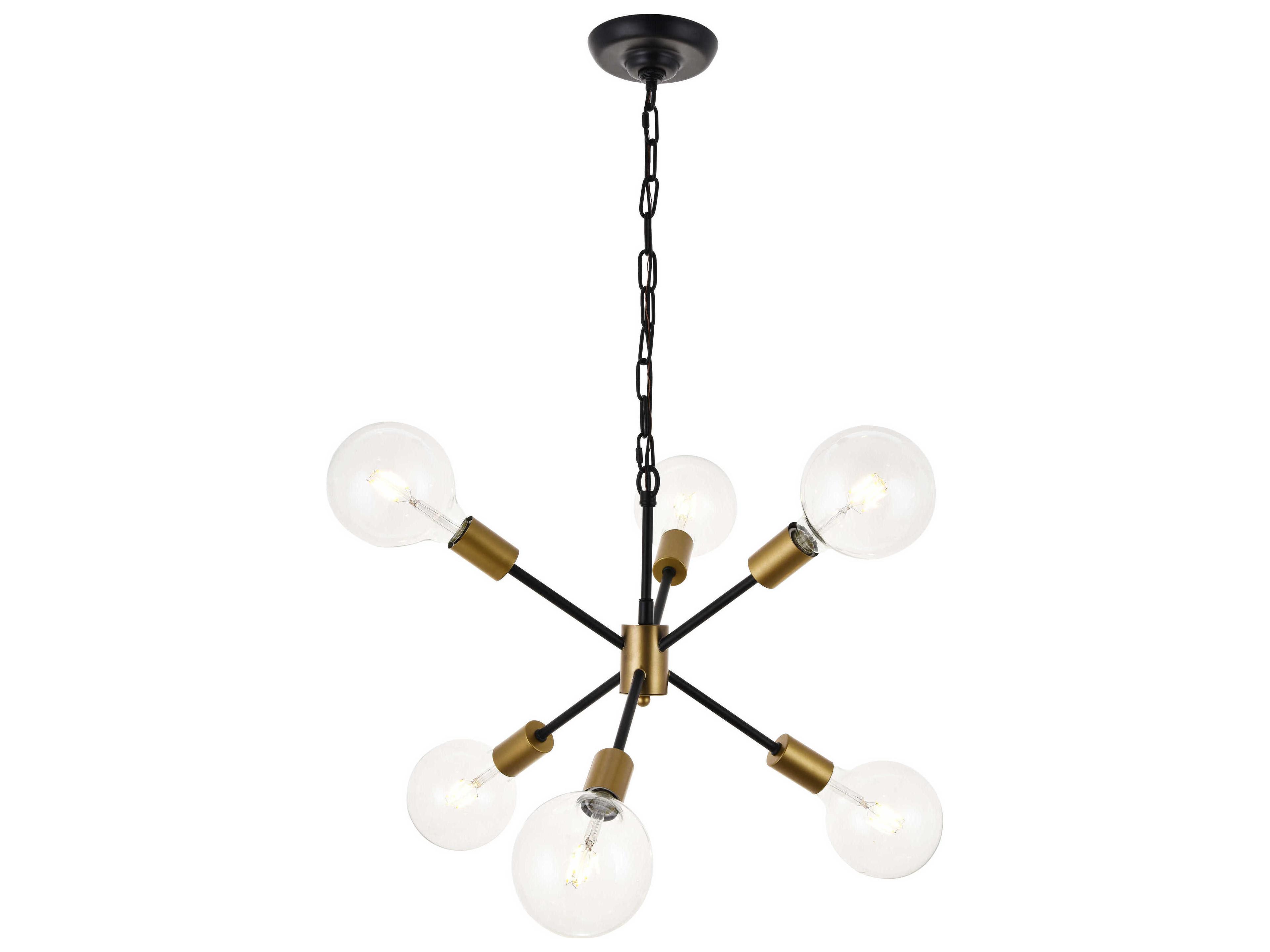 Elegant Lighting Nolan 6-Light Matte Black Bronze Sputnik Pendant