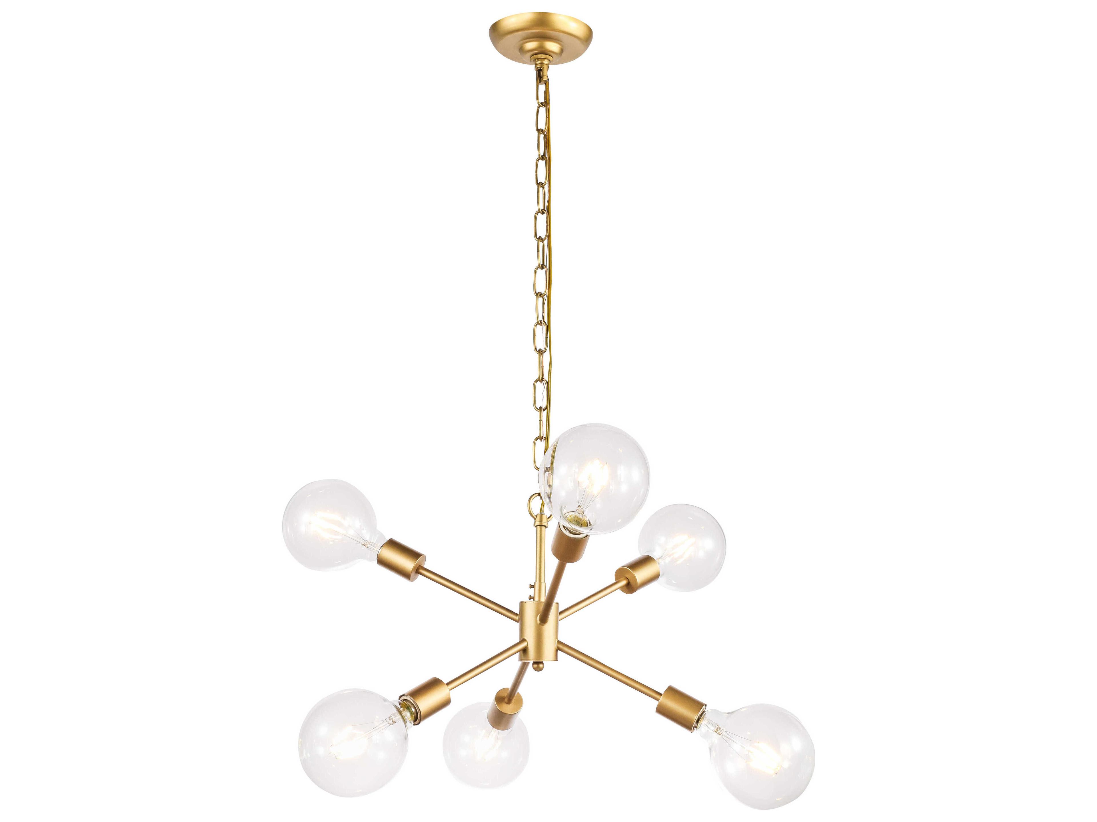 Elegant Lighting Nolan 6-Light Brass Glass LED Sputnik Pendant