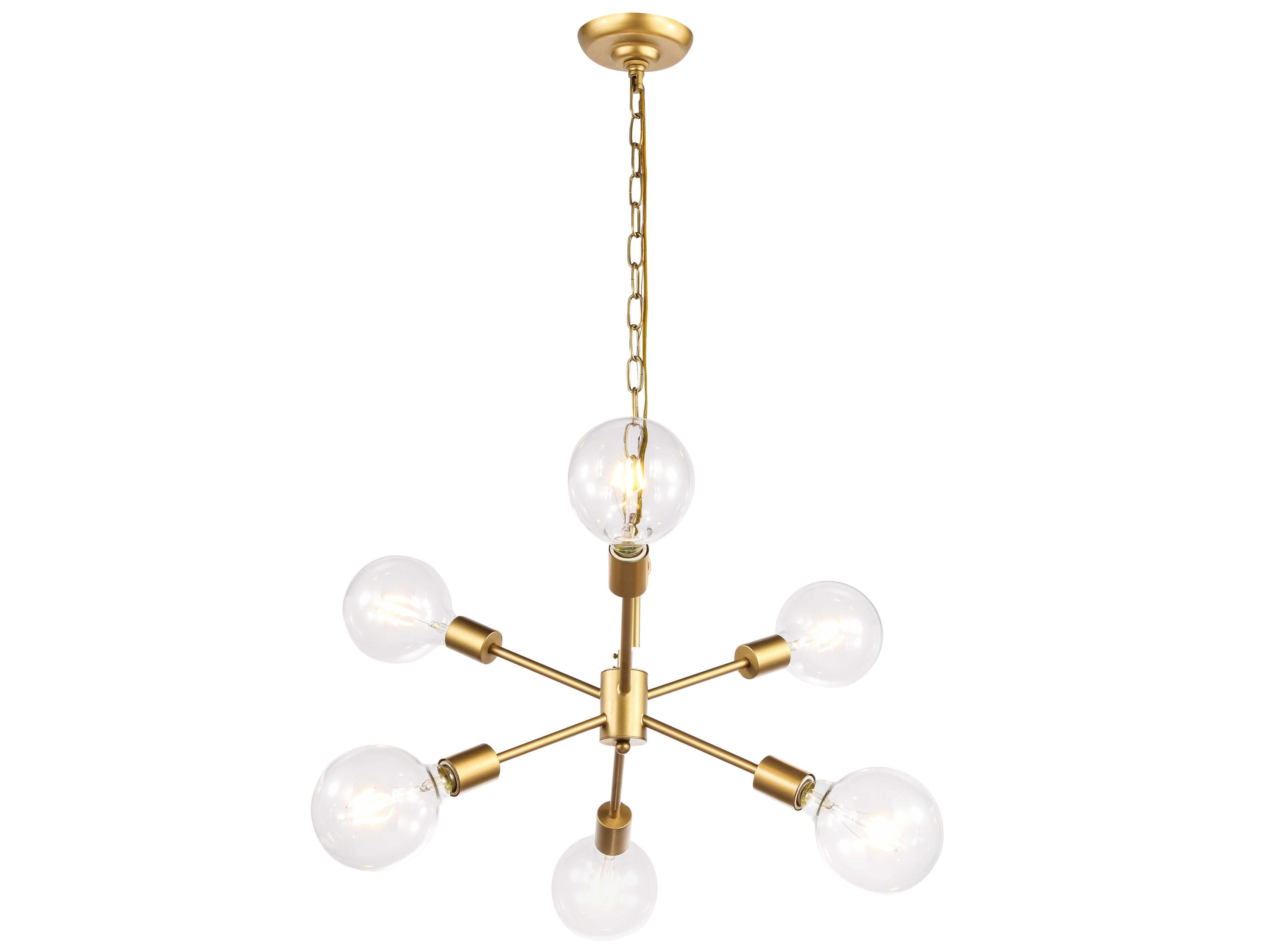 Elegant Lighting Nolan 6-Light Brass Glass LED Sputnik Pendant