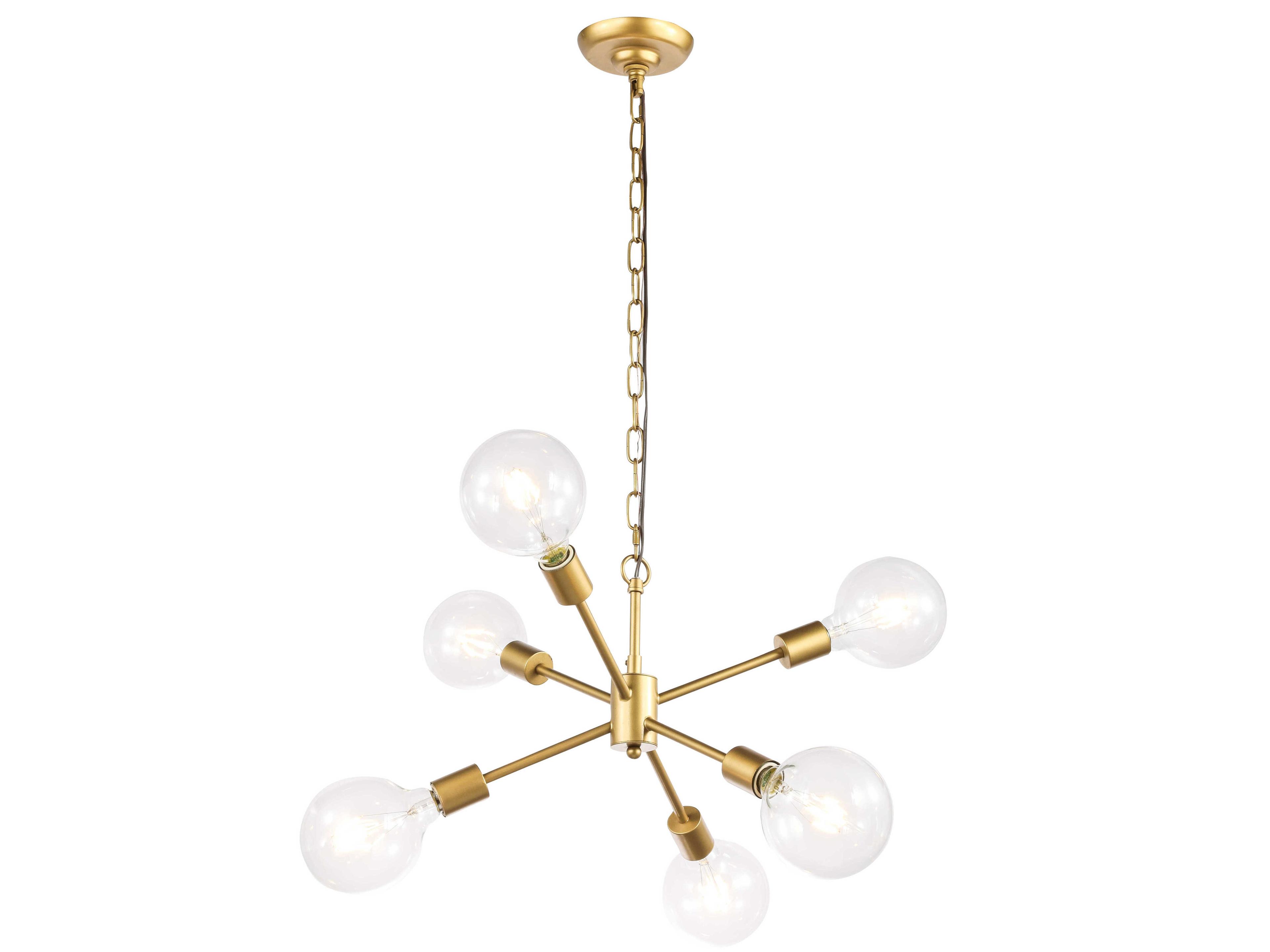 Elegant Lighting Nolan 6-Light Brass Glass LED Sputnik Pendant