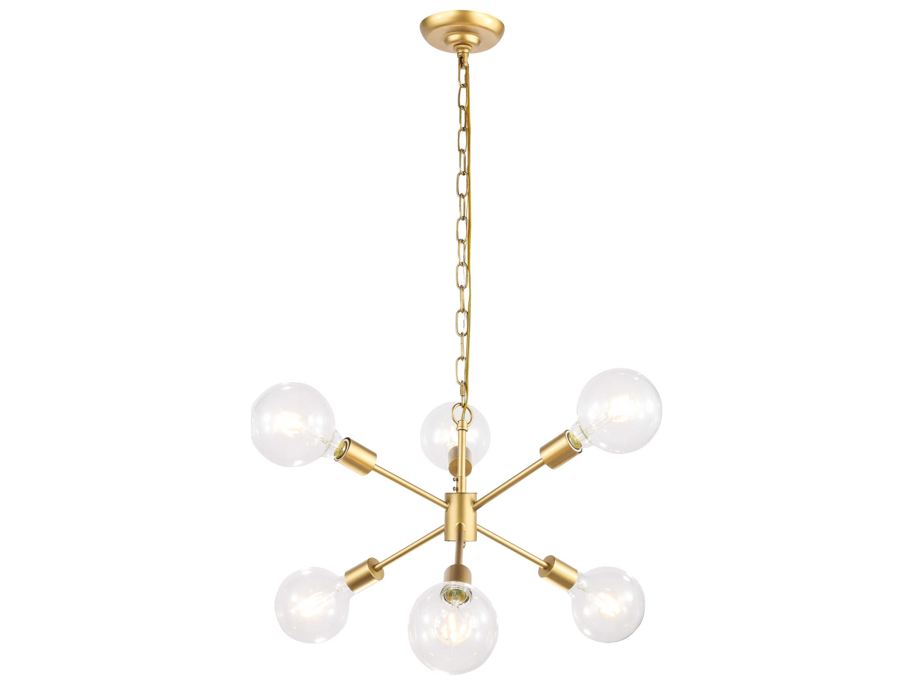Elegant Lighting Nolan 6-Light Brass Glass LED Sputnik Pendant