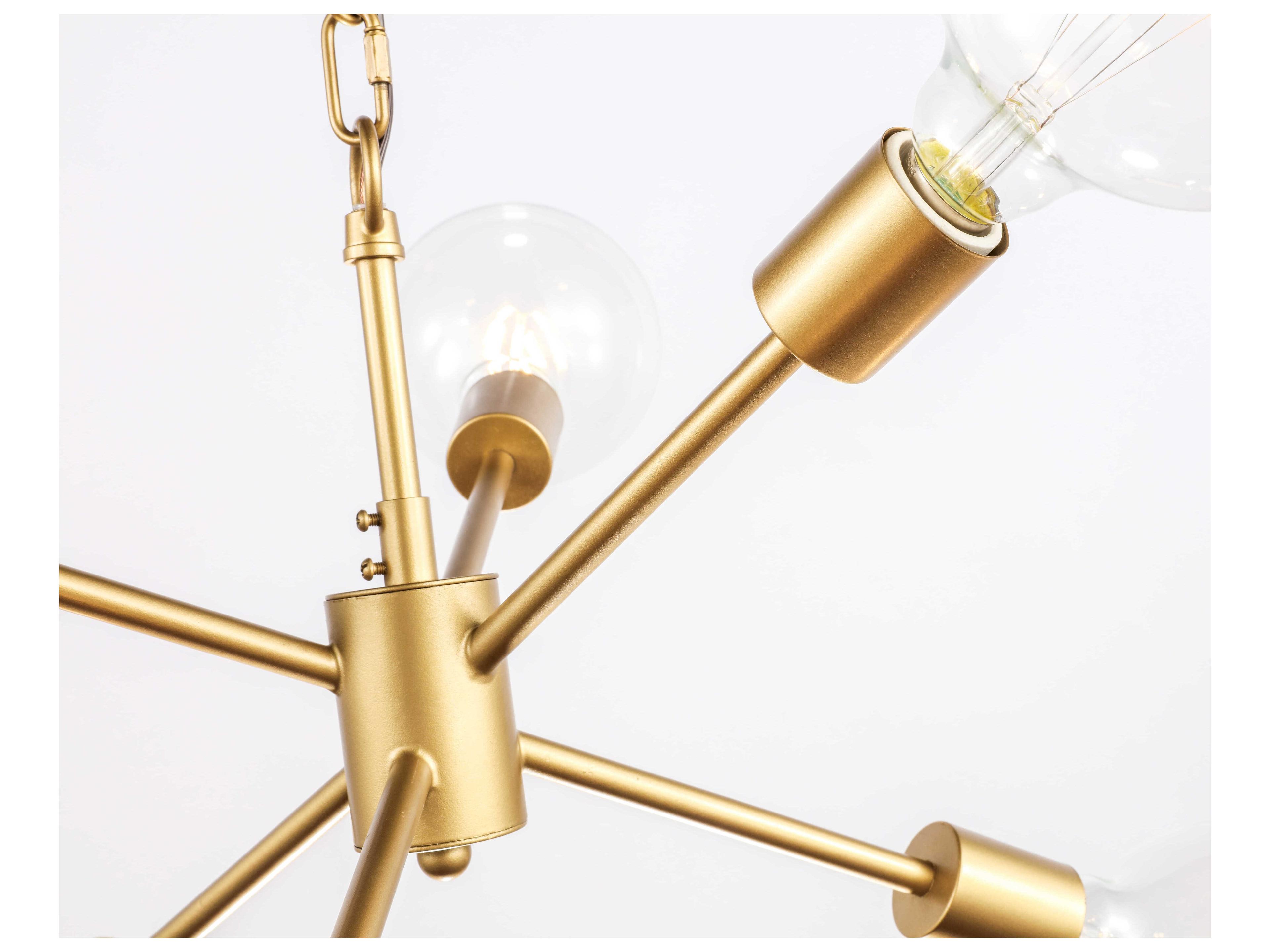 Elegant Lighting Nolan 6-Light Brass Glass LED Sputnik Pendant