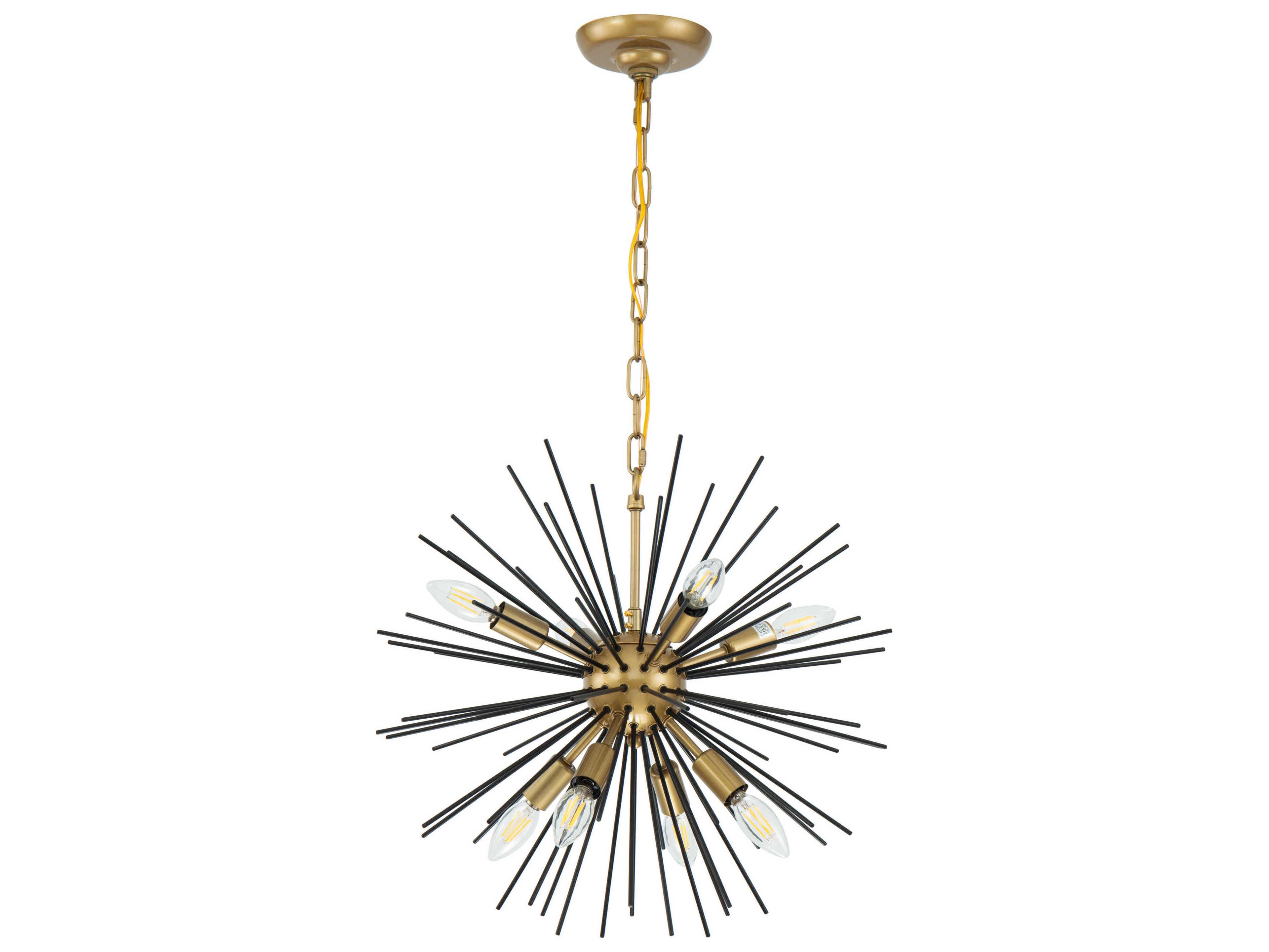 Elegant Lighting Timber 8-Light Brass Black LED Sputnik Pendant