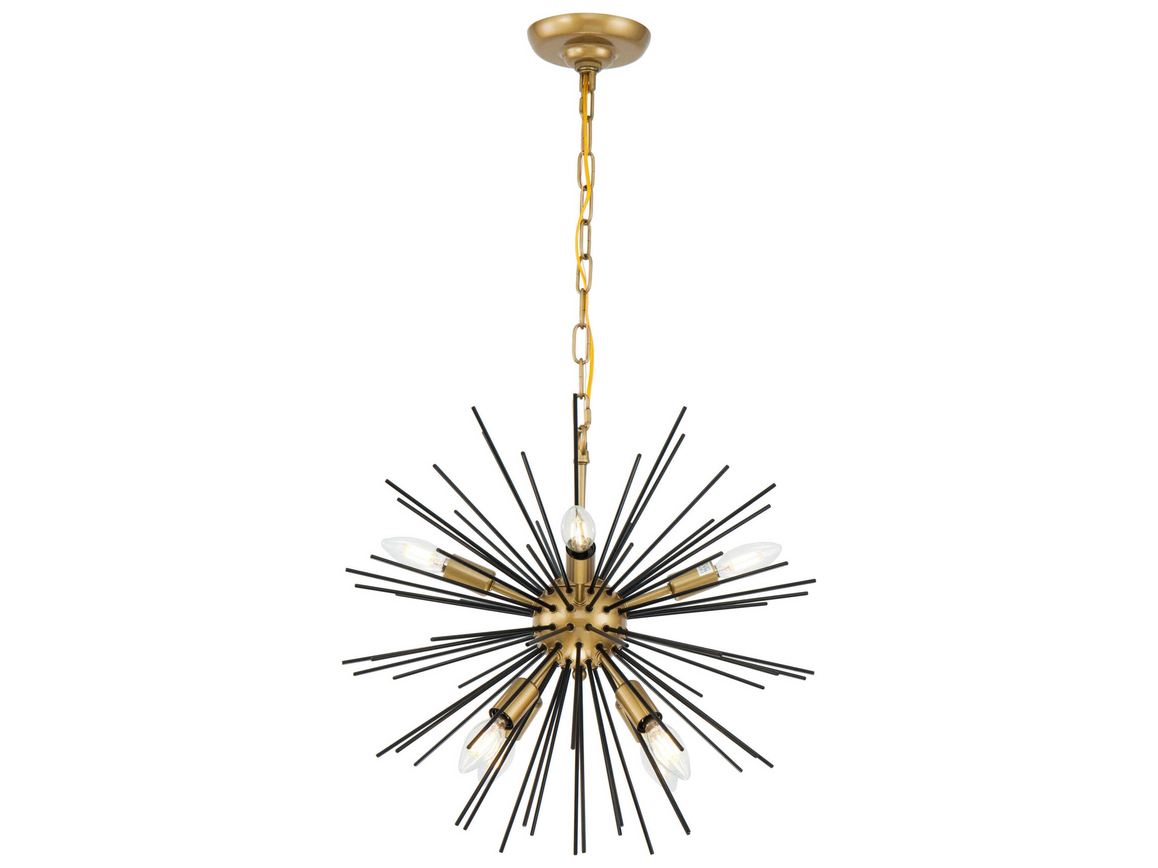 Elegant Lighting Timber 8-Light Brass Black LED Sputnik Pendant