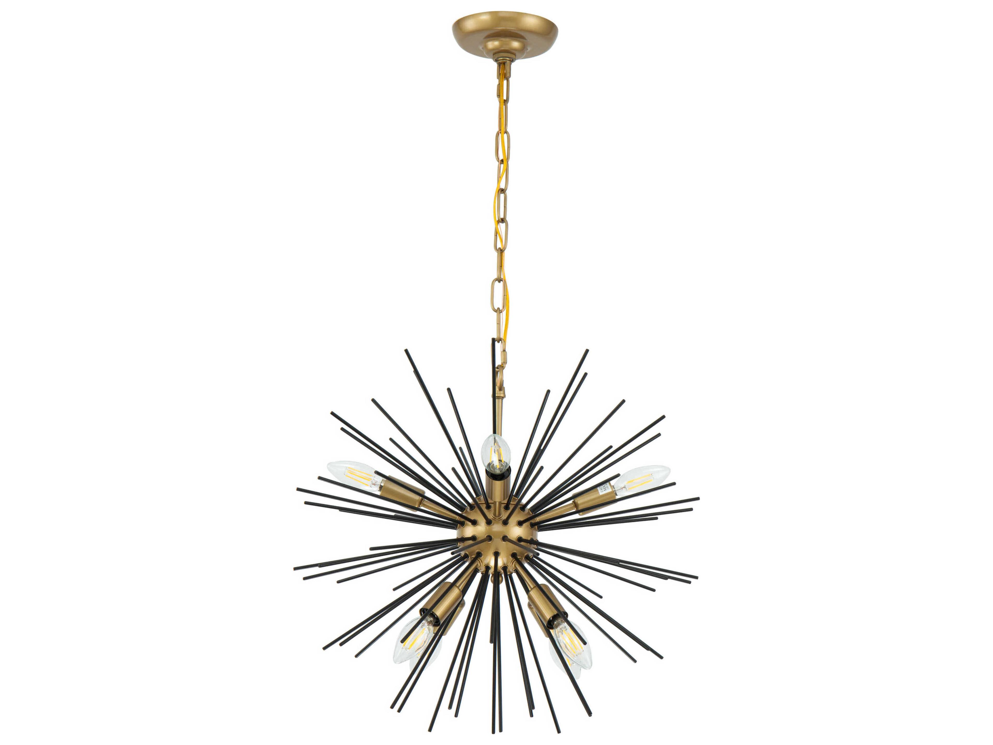 Elegant Lighting Timber 8-Light Brass Black LED Sputnik Pendant