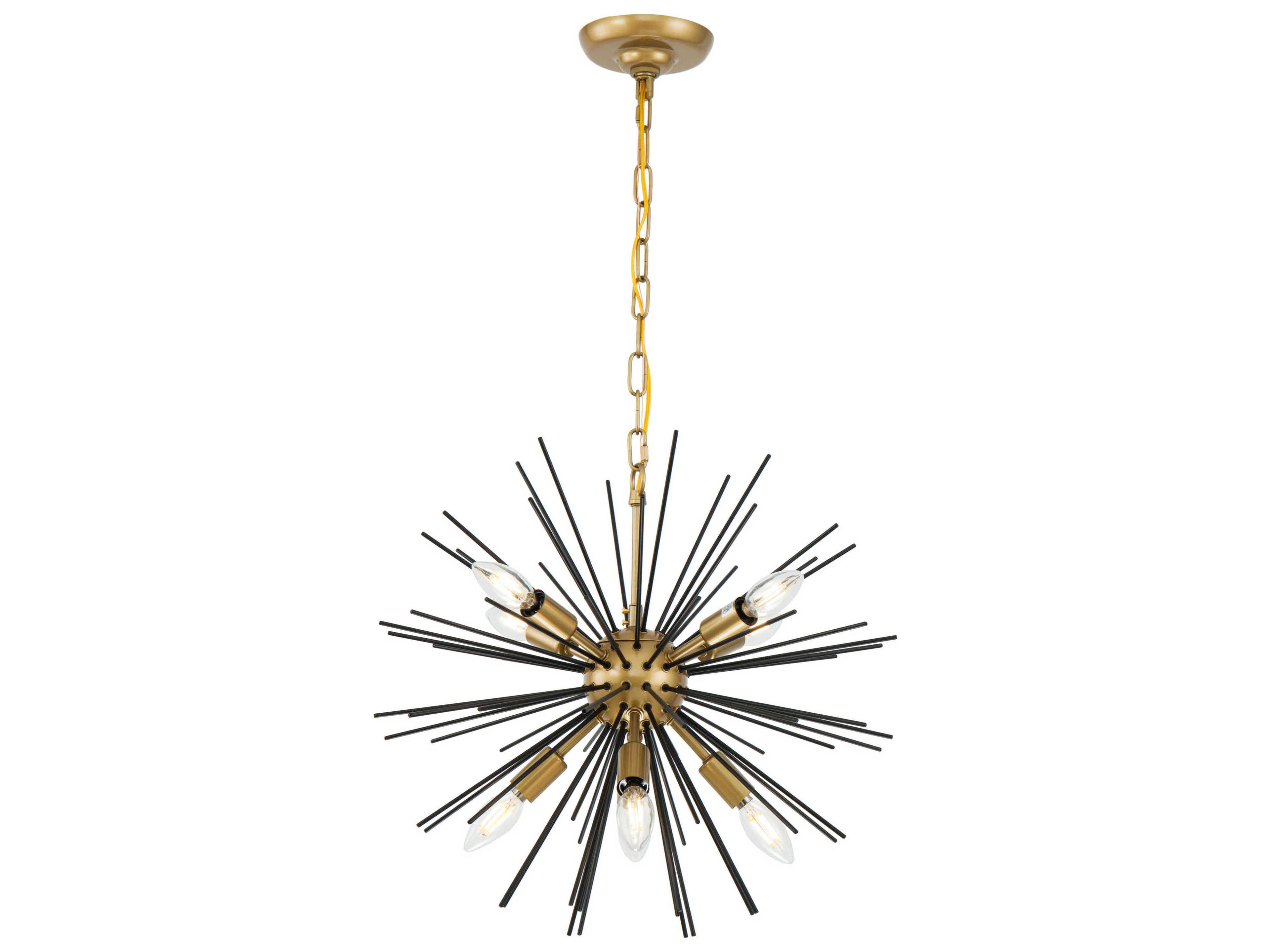 Elegant Lighting Timber 8-Light Brass Black LED Sputnik Pendant