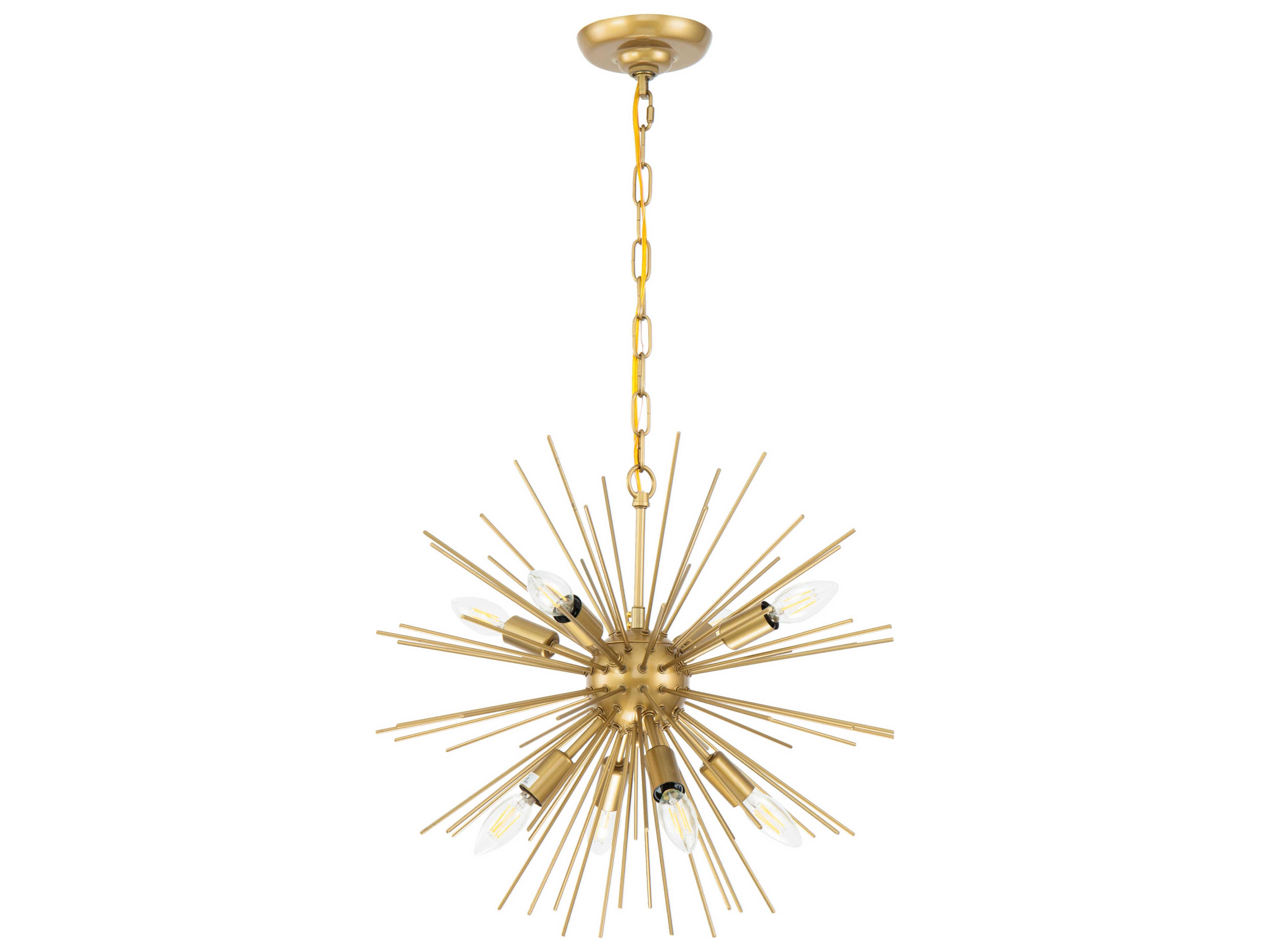 Elegant Lighting Timber 8-Light Brass LED Sputnik Pendant