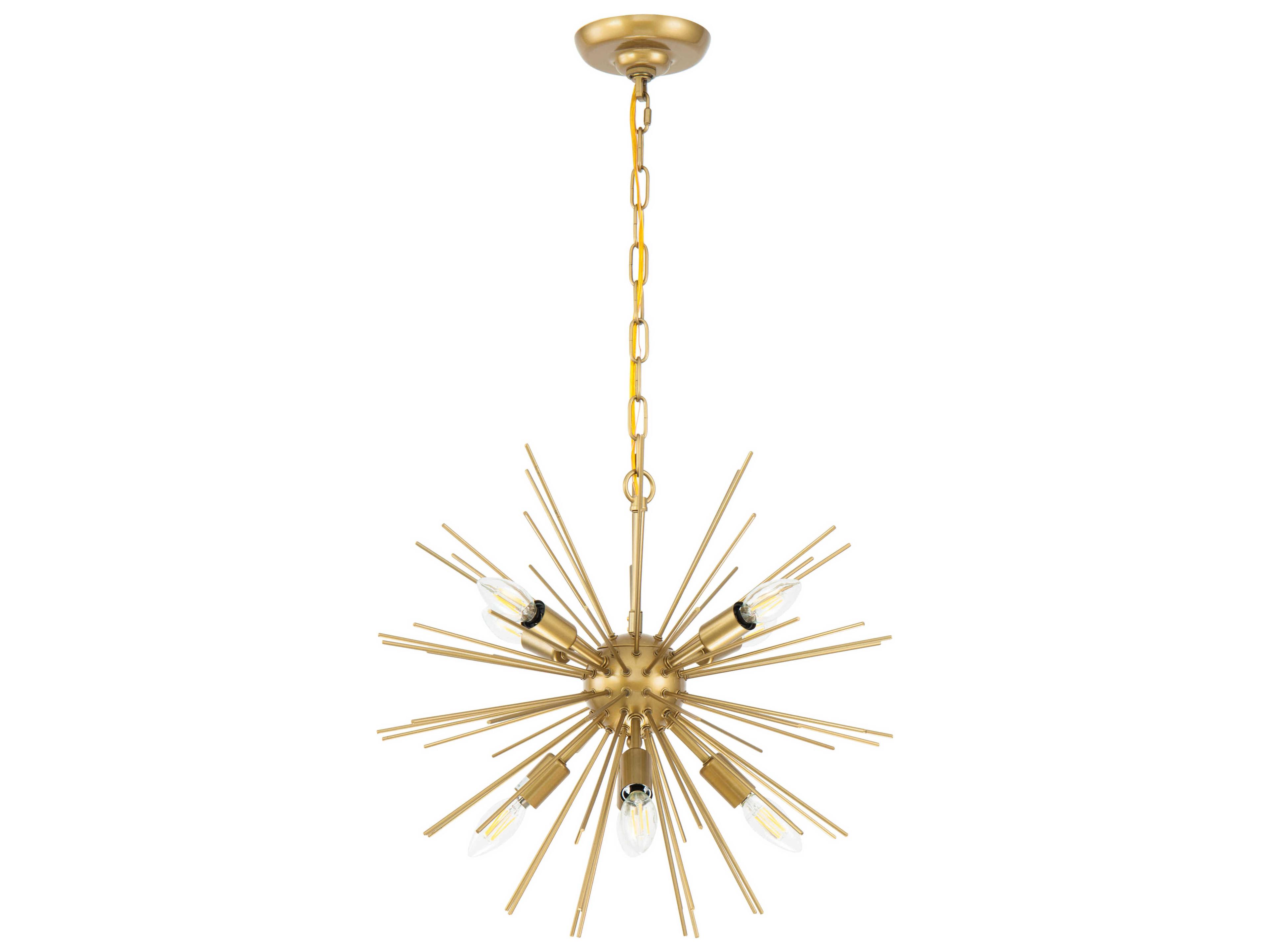 Elegant Lighting Timber 8-Light Brass LED Sputnik Pendant