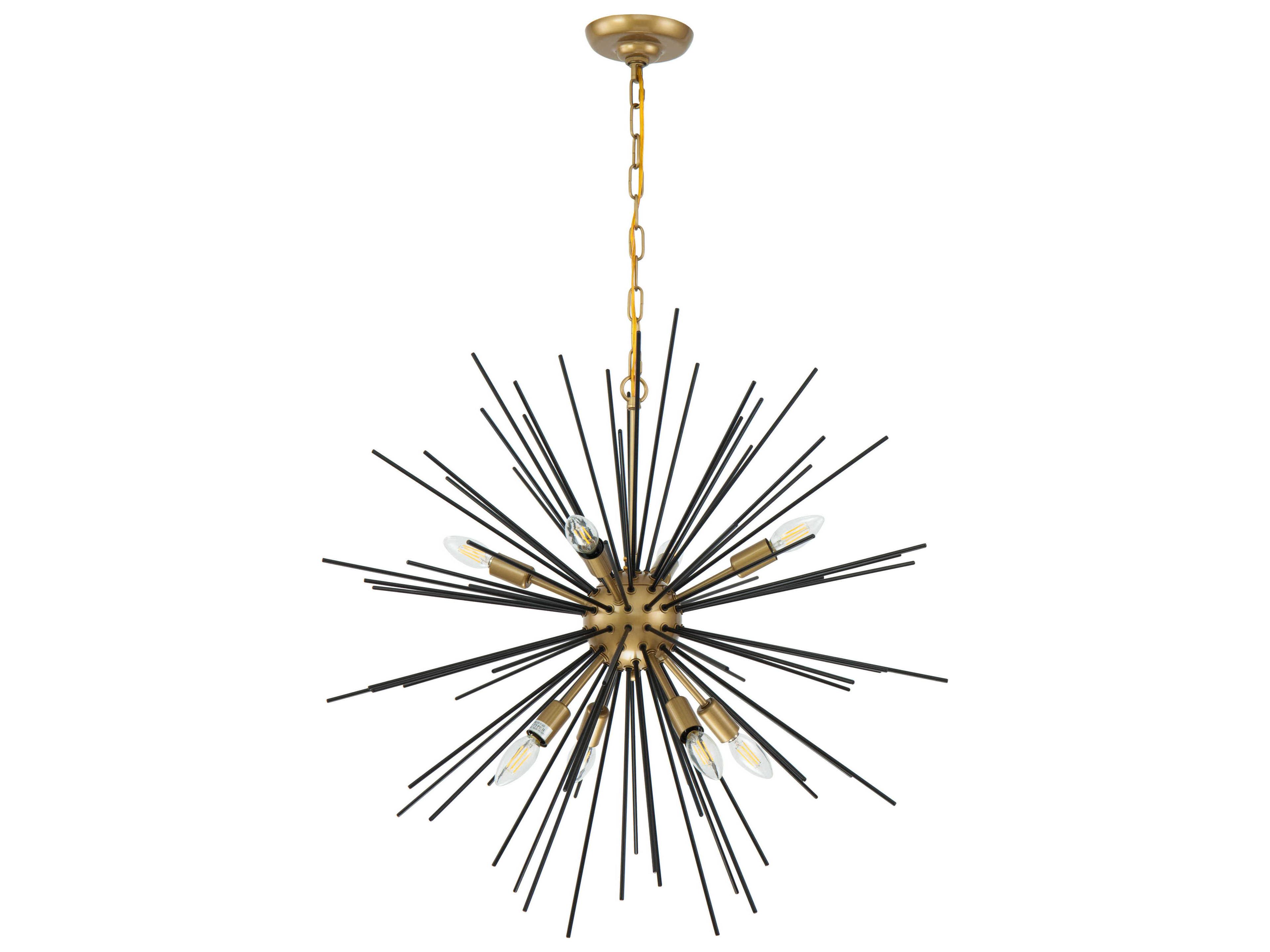 Elegant Lighting Timber 8-Light Brass Black LED Sputnik Pendant