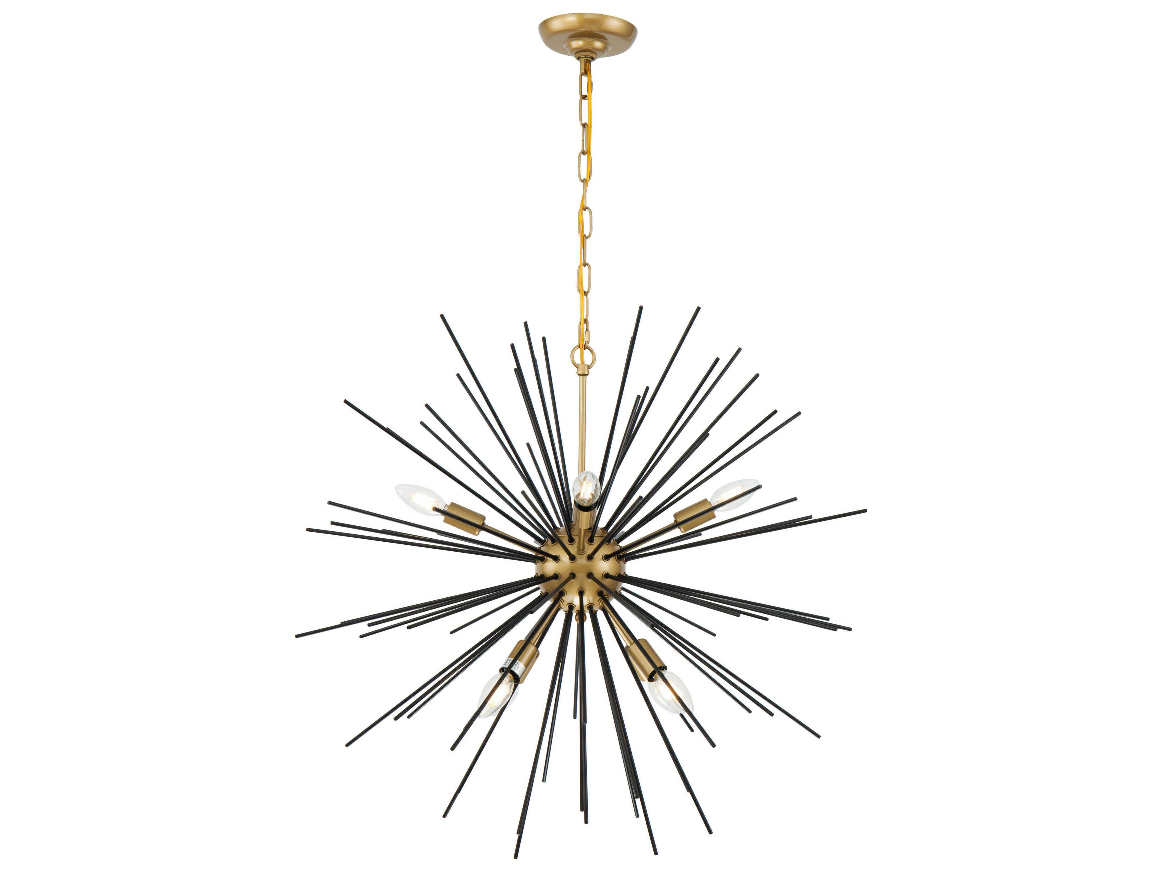 Elegant Lighting Timber 8-Light Brass Black LED Sputnik Pendant