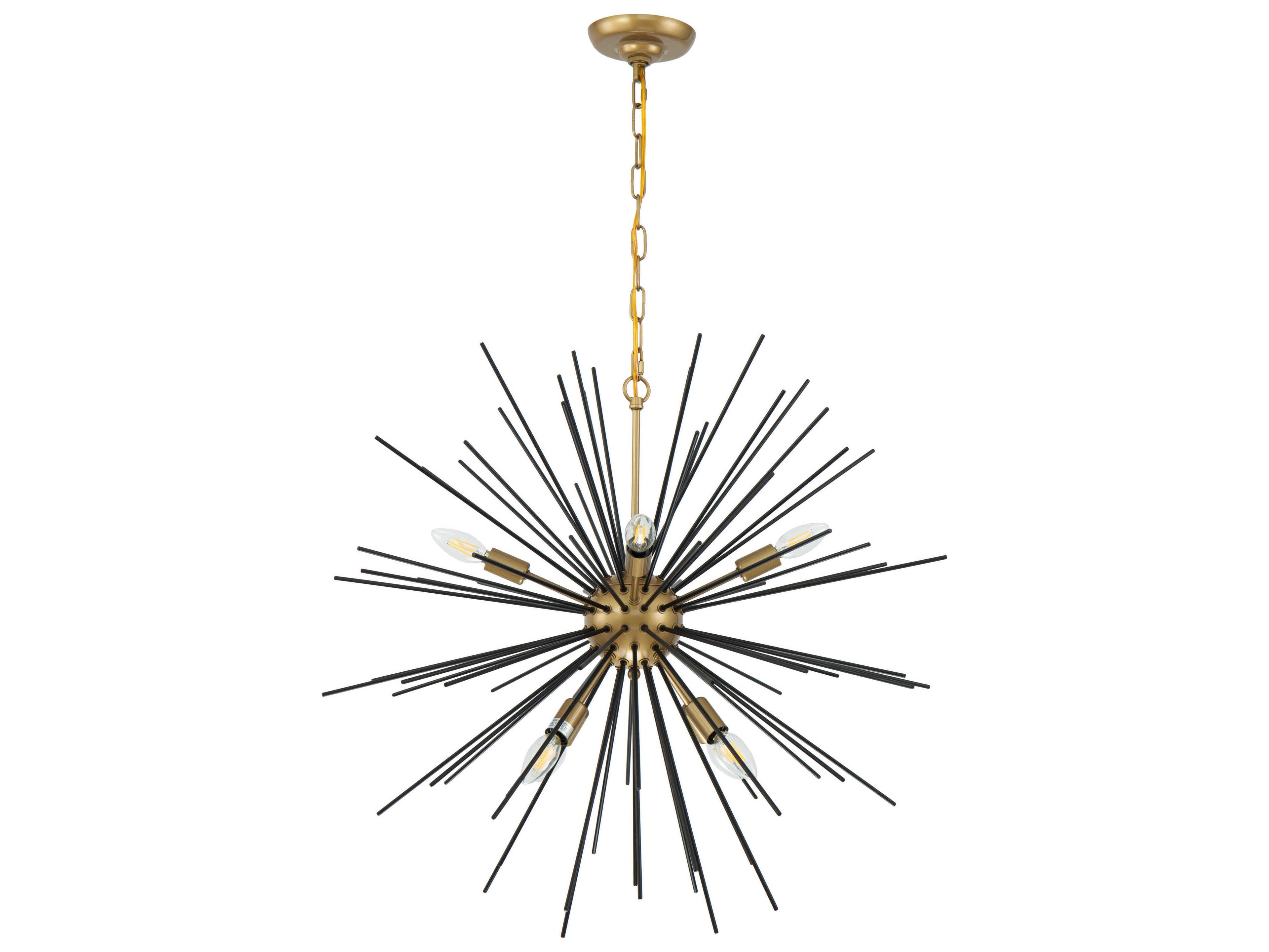Elegant Lighting Timber 8-Light Brass Black LED Sputnik Pendant