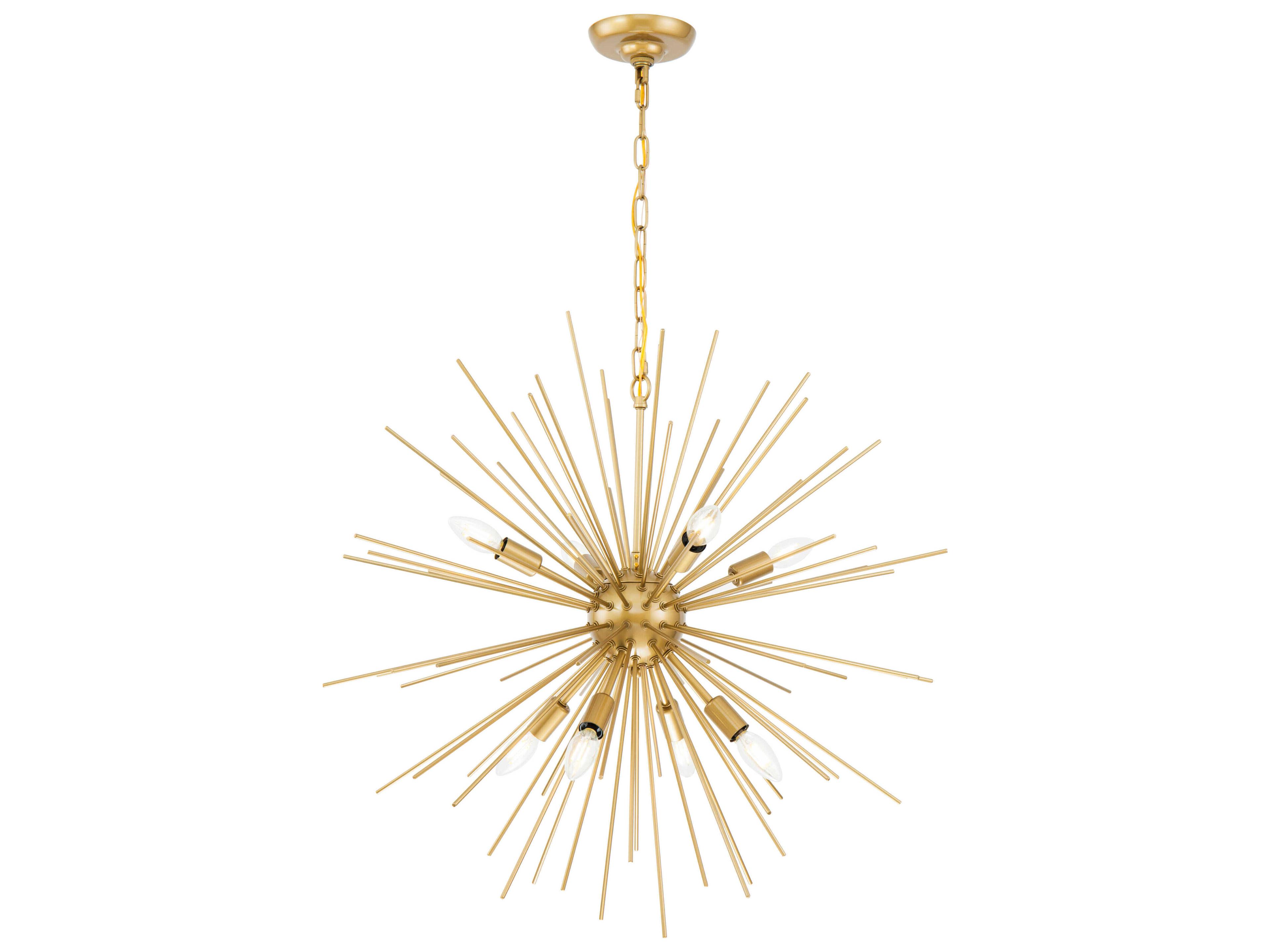 Elegant Lighting Timber 8-Light Brass Sputnik Pendant