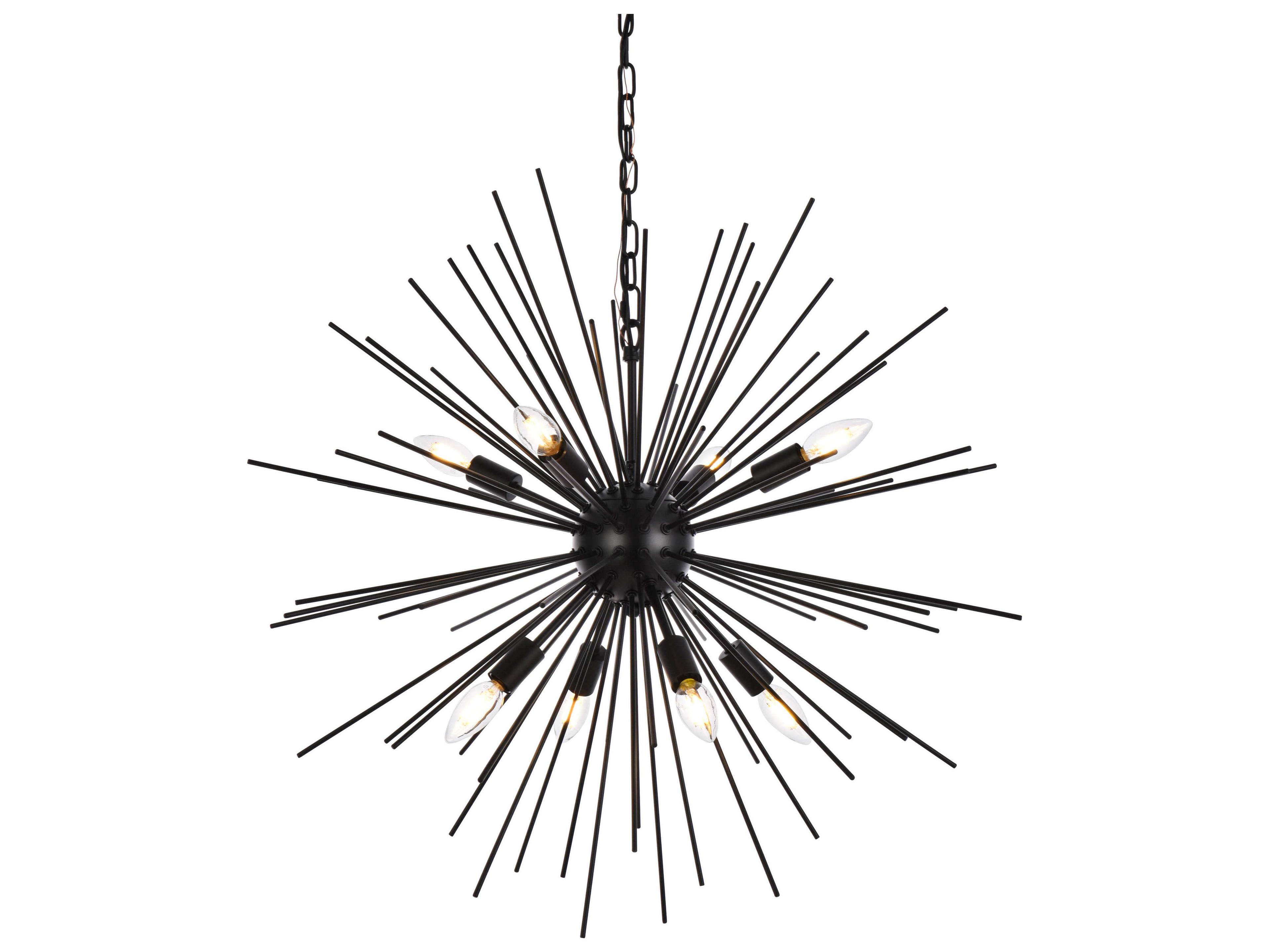 Elegant Lighting Timber 8-Light Black Sputnik Pendant