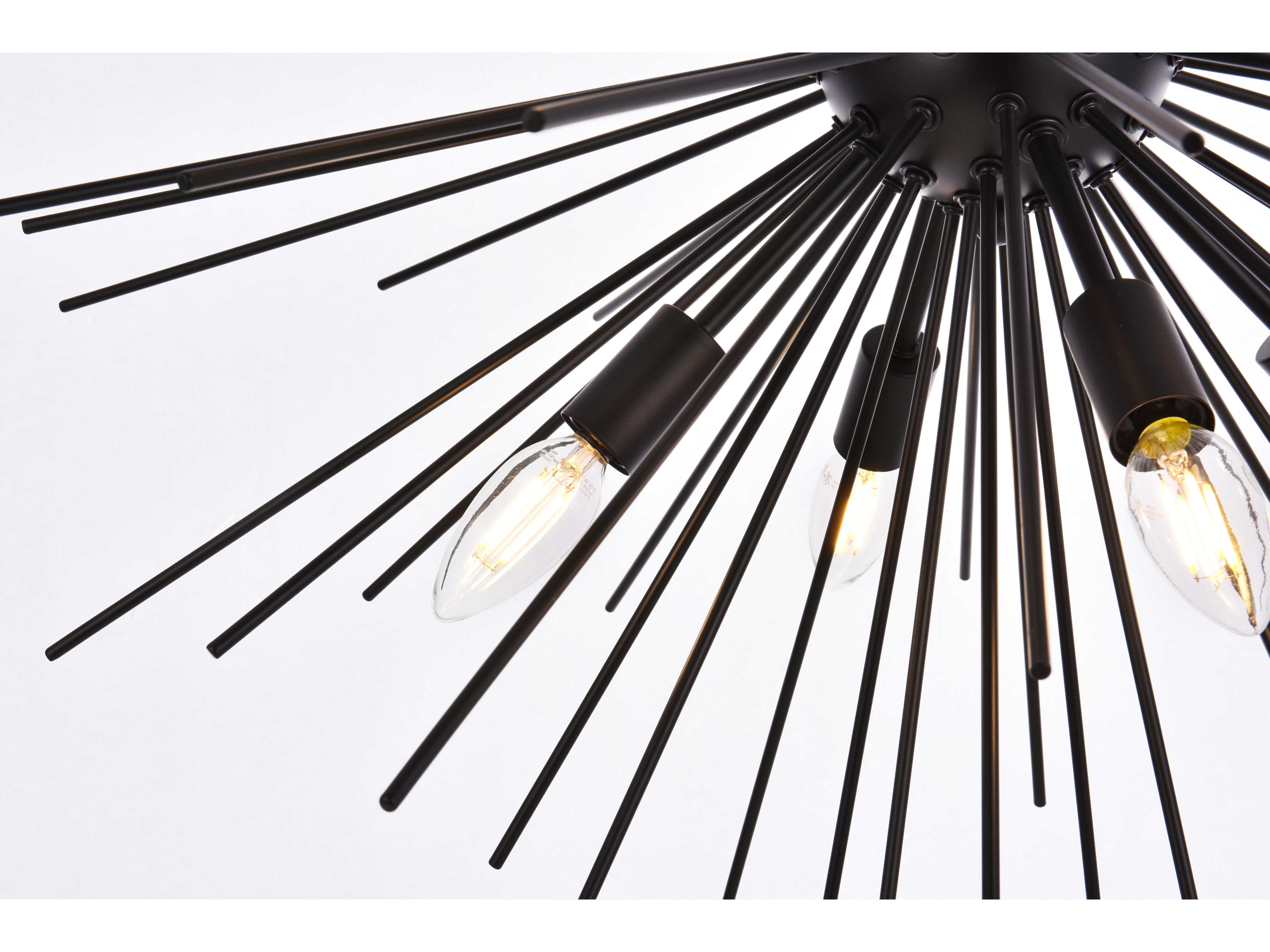 Elegant Lighting Timber 8-Light Black Sputnik Pendant