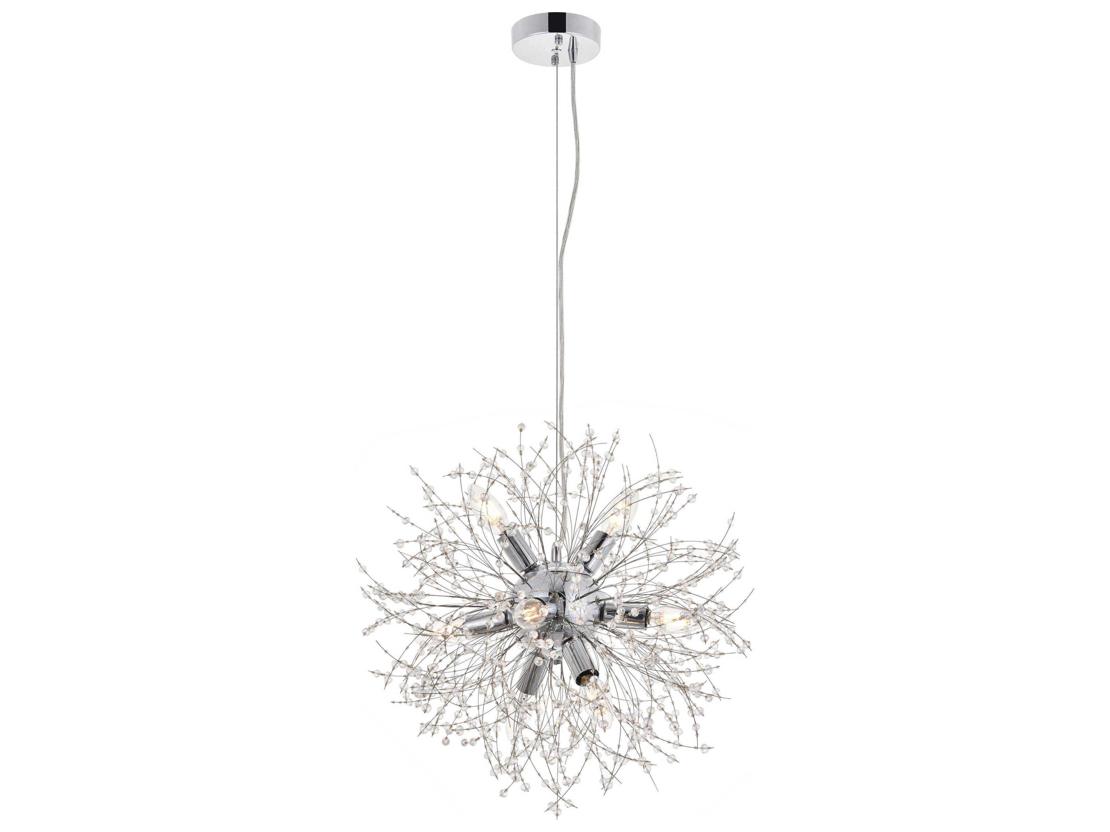 Elegant Lighting Flores 8-Light Chrome Clear Crystal Round Pendant