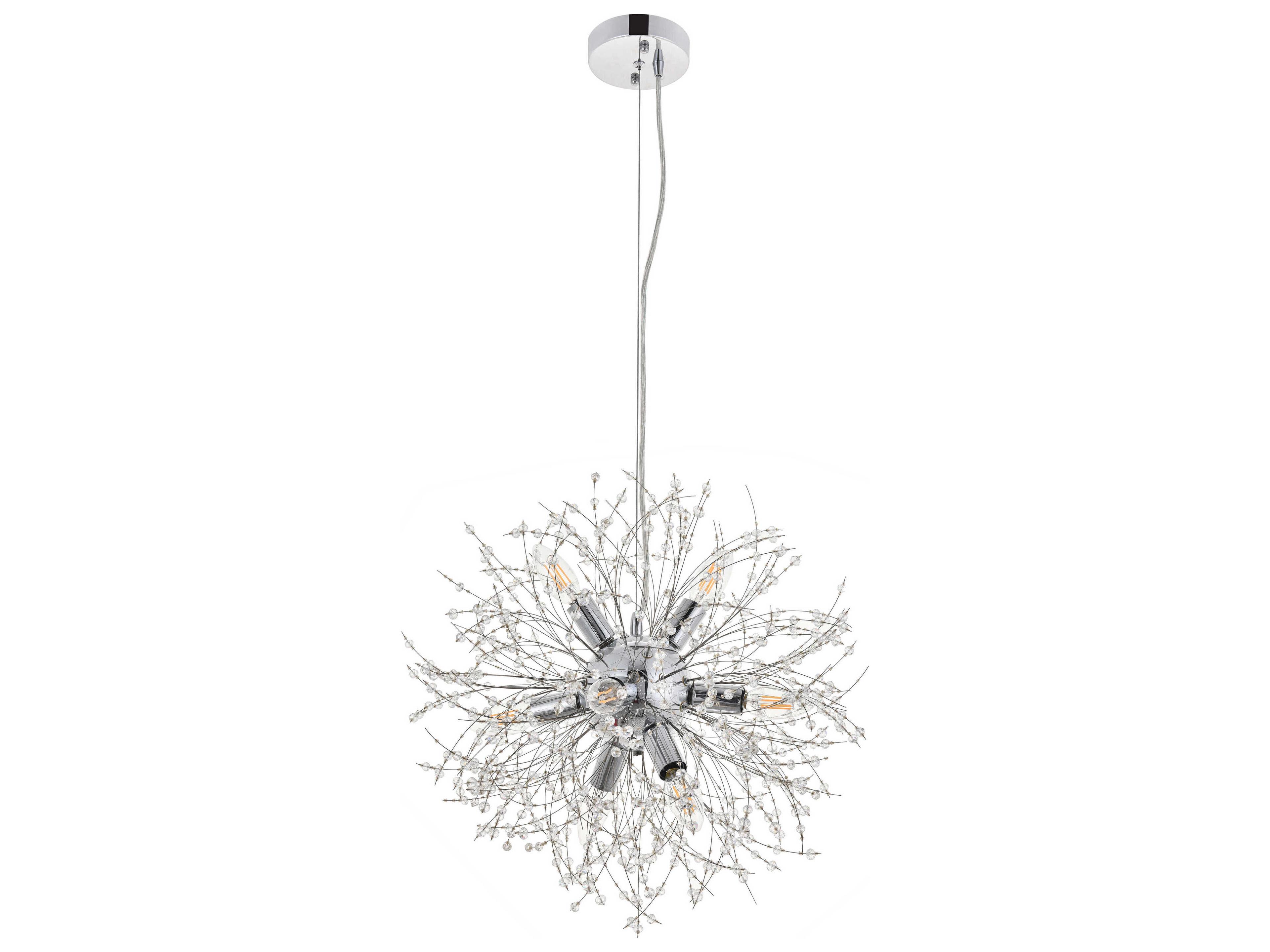 Elegant Lighting Flores 8-Light Chrome Clear Crystal Round Pendant