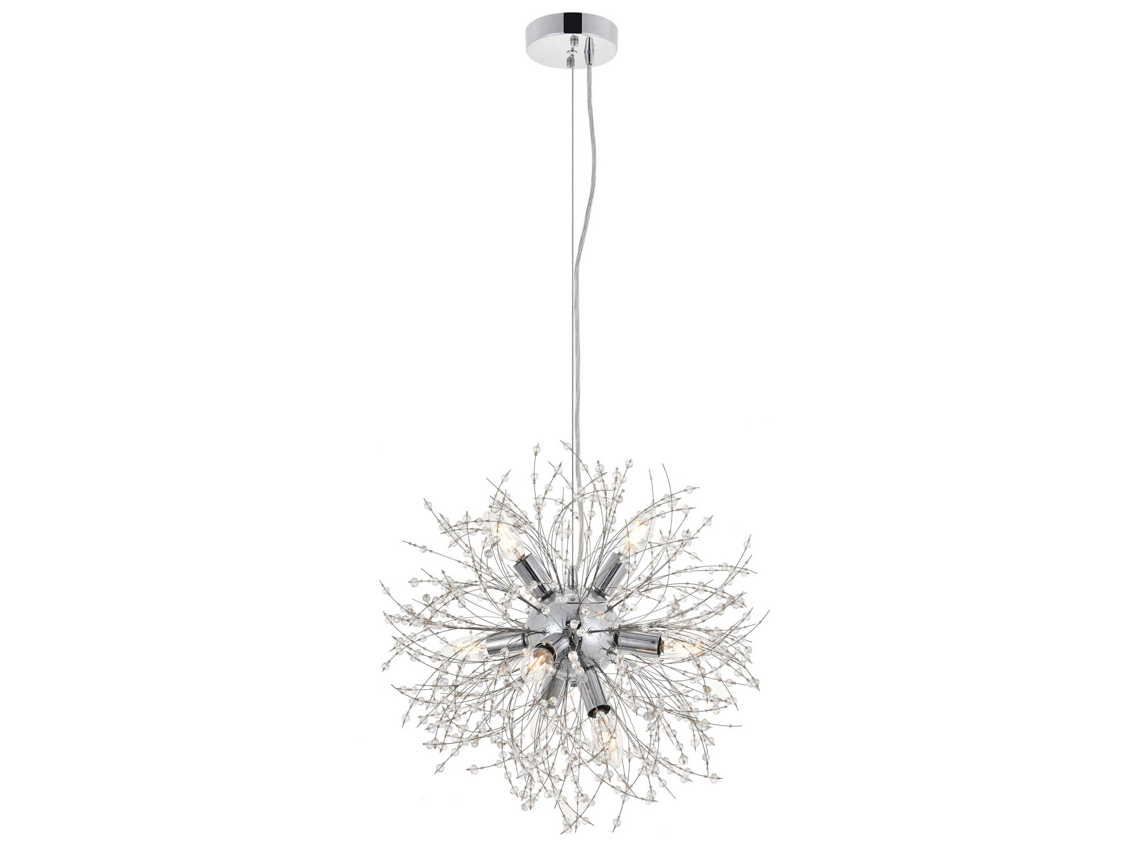 Elegant Lighting Flores 8-Light Chrome Clear Crystal Round Pendant