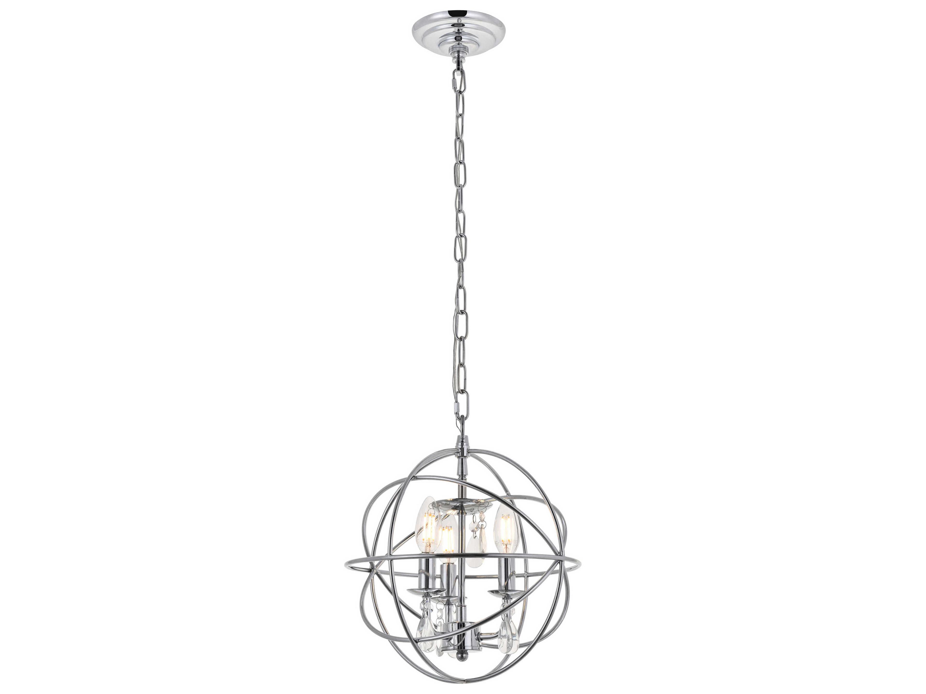 Elegant Lighting Wallace 3-Light Black Crystal Geometric Chandelier