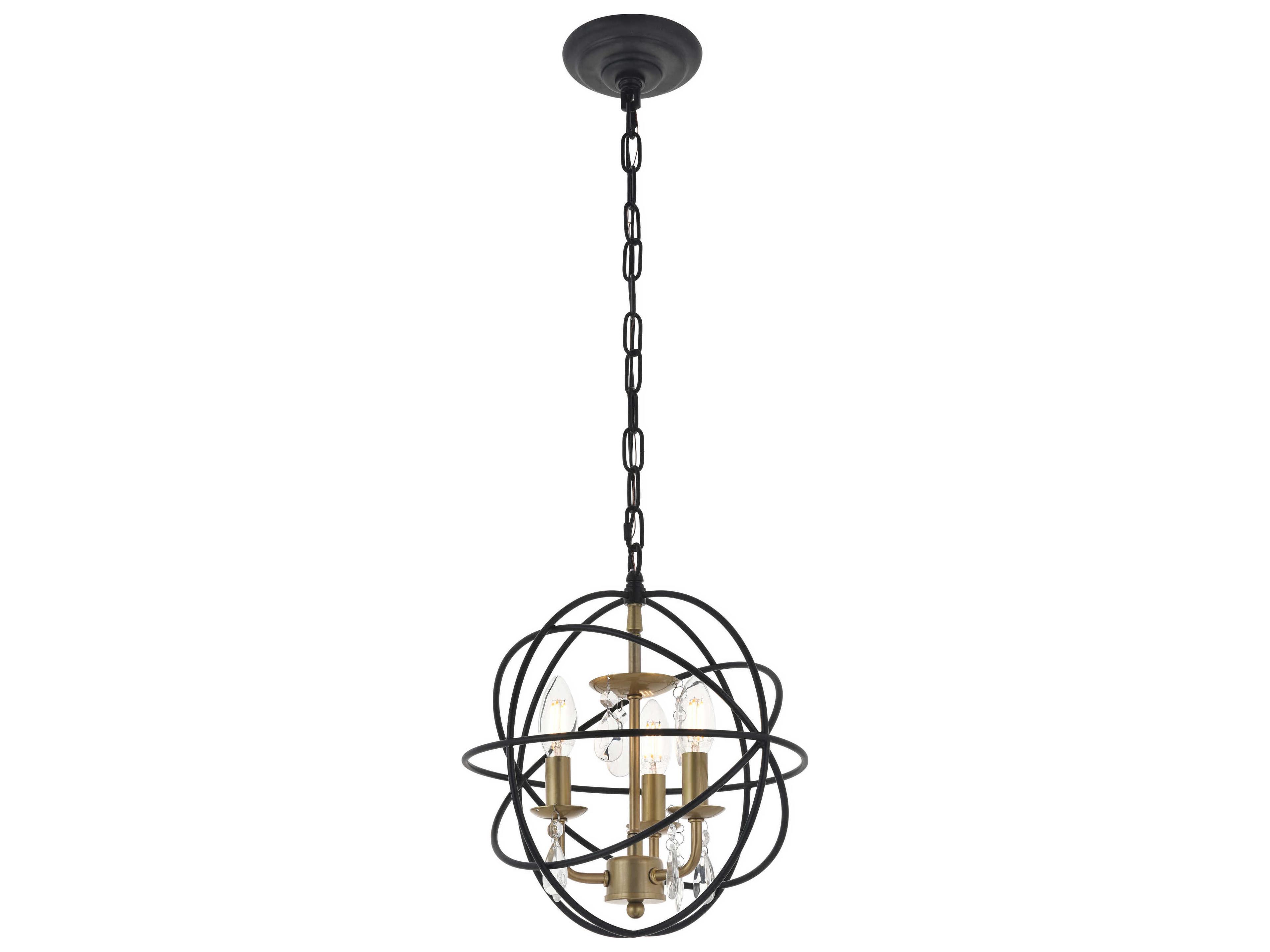 Elegant Lighting Wallace 3-Light Black Crystal Geometric Chandelier