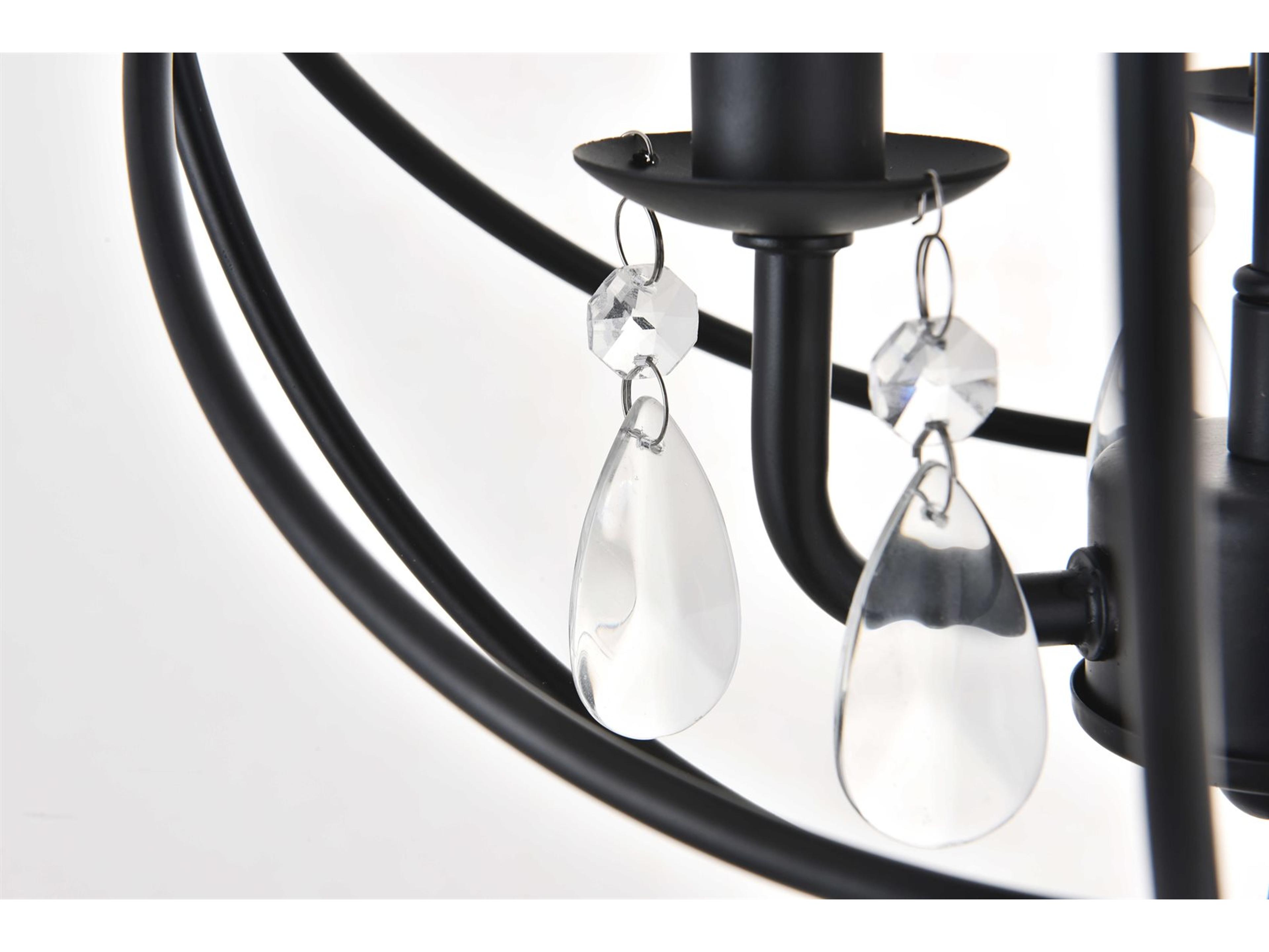 Elegant Lighting Wallace 3-Light Black Crystal Geometric Chandelier