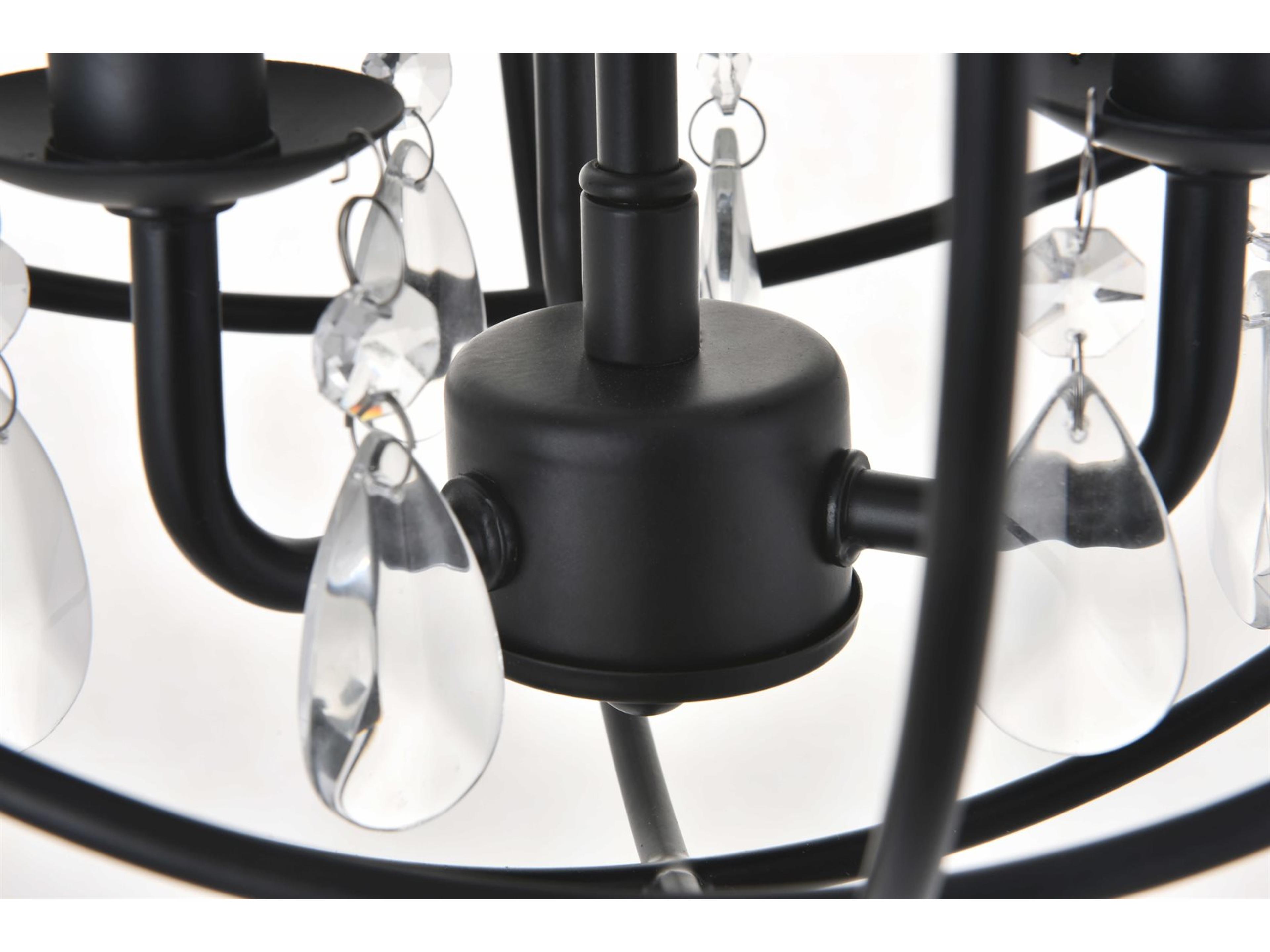 Elegant Lighting Wallace 3-Light Black Crystal Geometric Chandelier