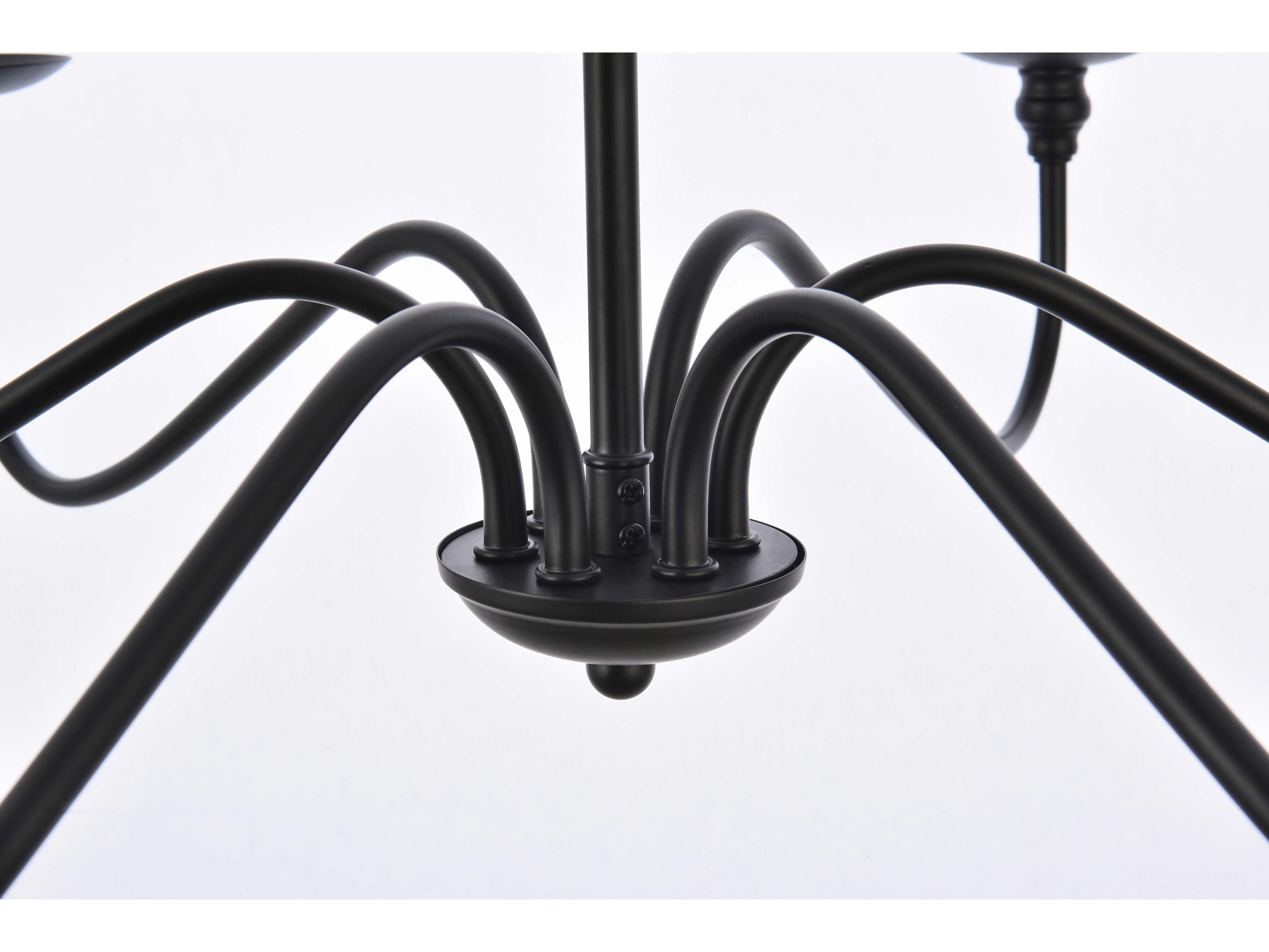 Elegant Lighting Rohan 6-Light Matte Black Candelabra Chandelier