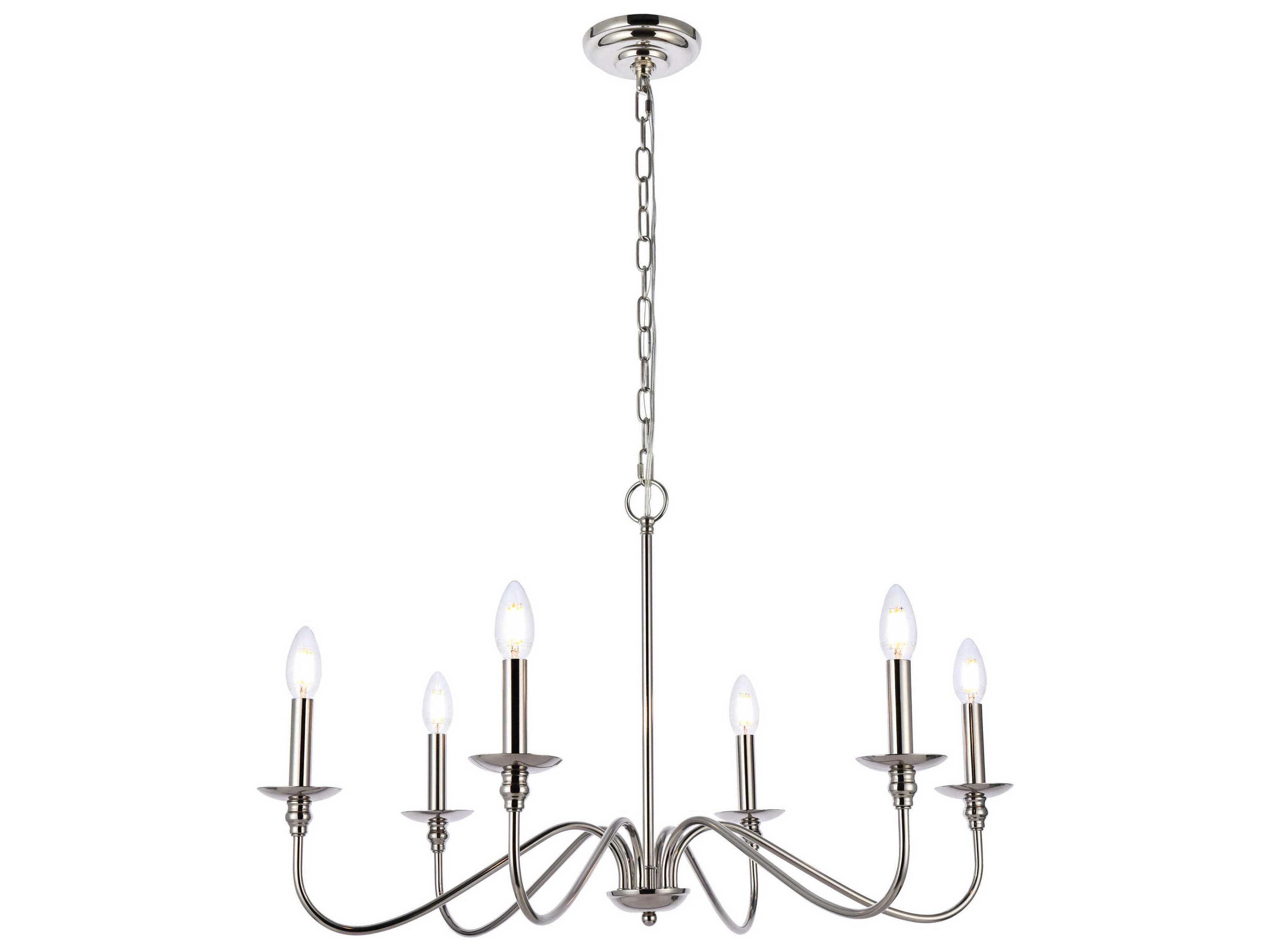 Rohan 6-Light Polished Nickel Candelabra Chandelier