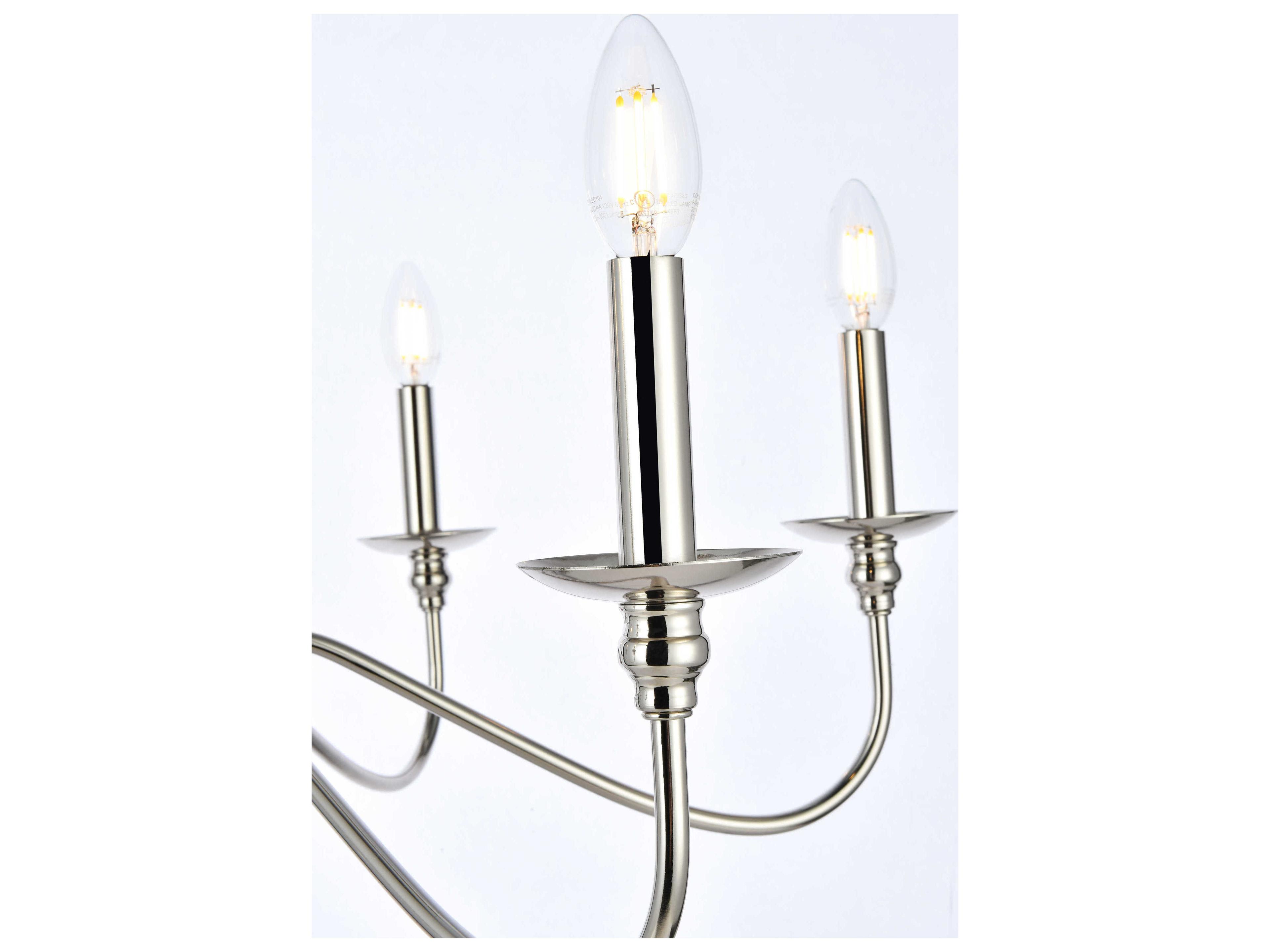 Elegant Lighting Rohan 6-Light Polished Nickel Candelabra Chandelier