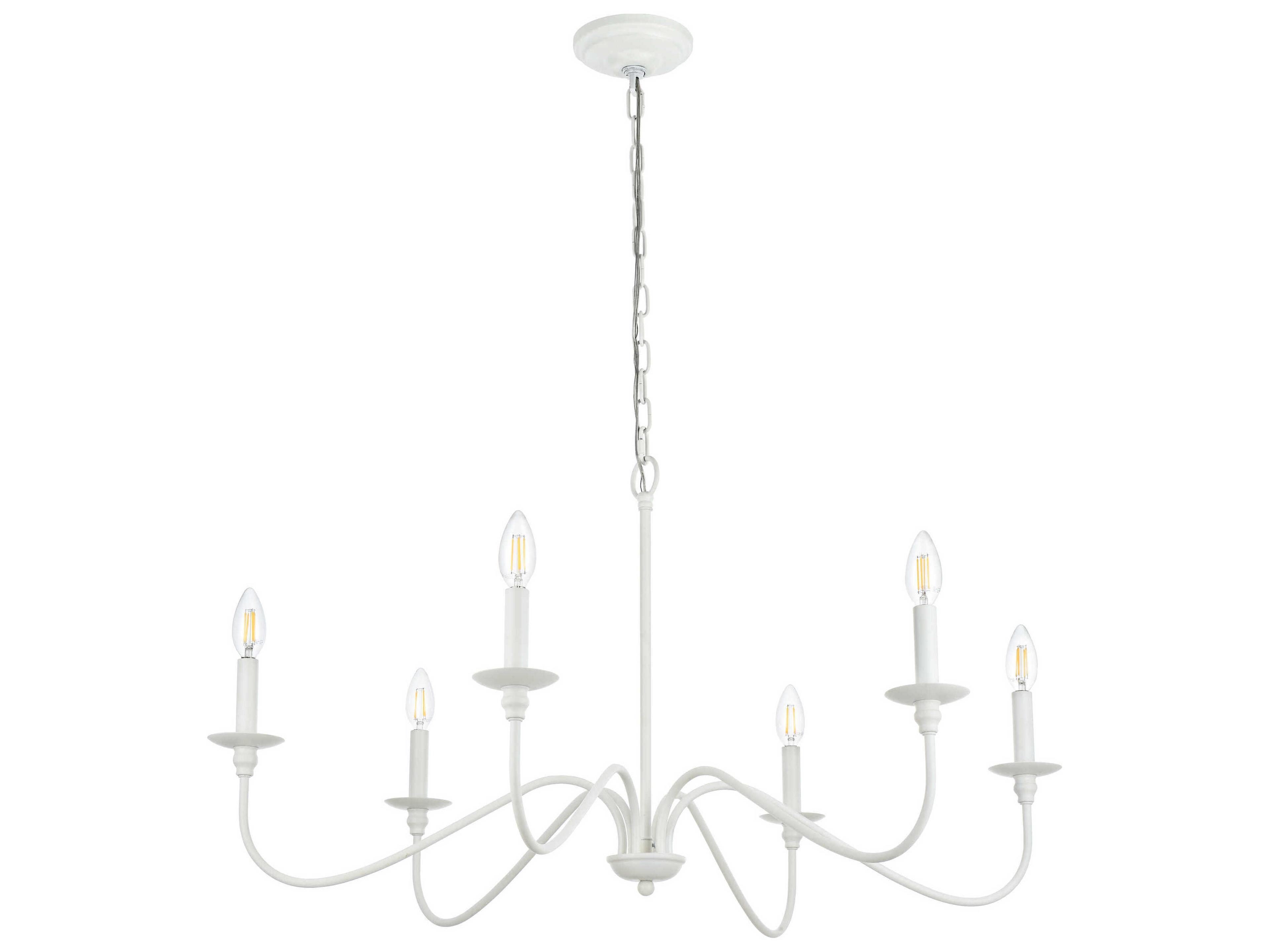 Elegant Lighting Rohan 6-Light White Candelabra Chandelier