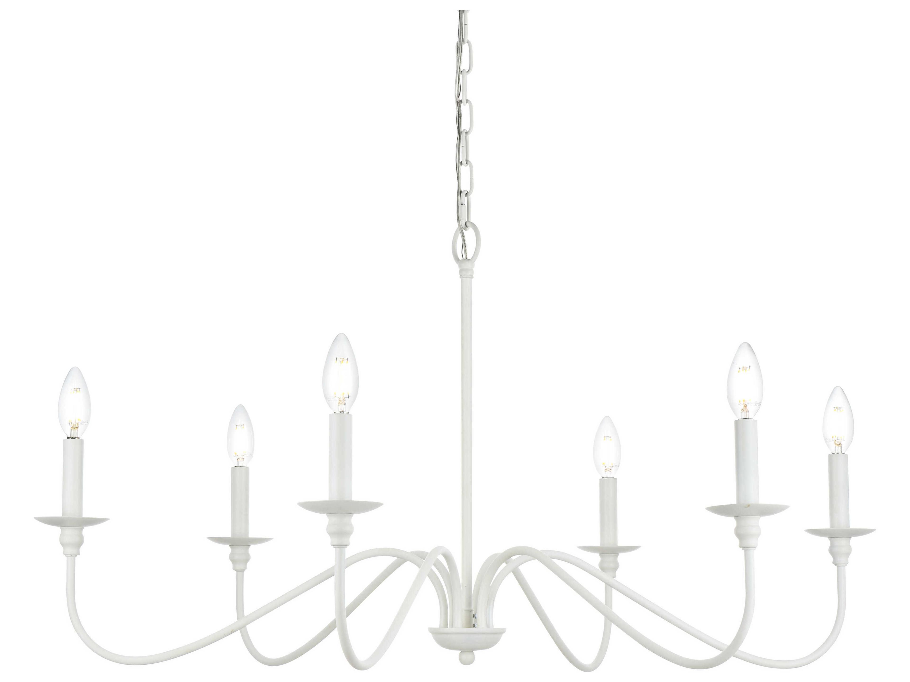 Elegant Lighting Rohan 6-Light White Candelabra Chandelier