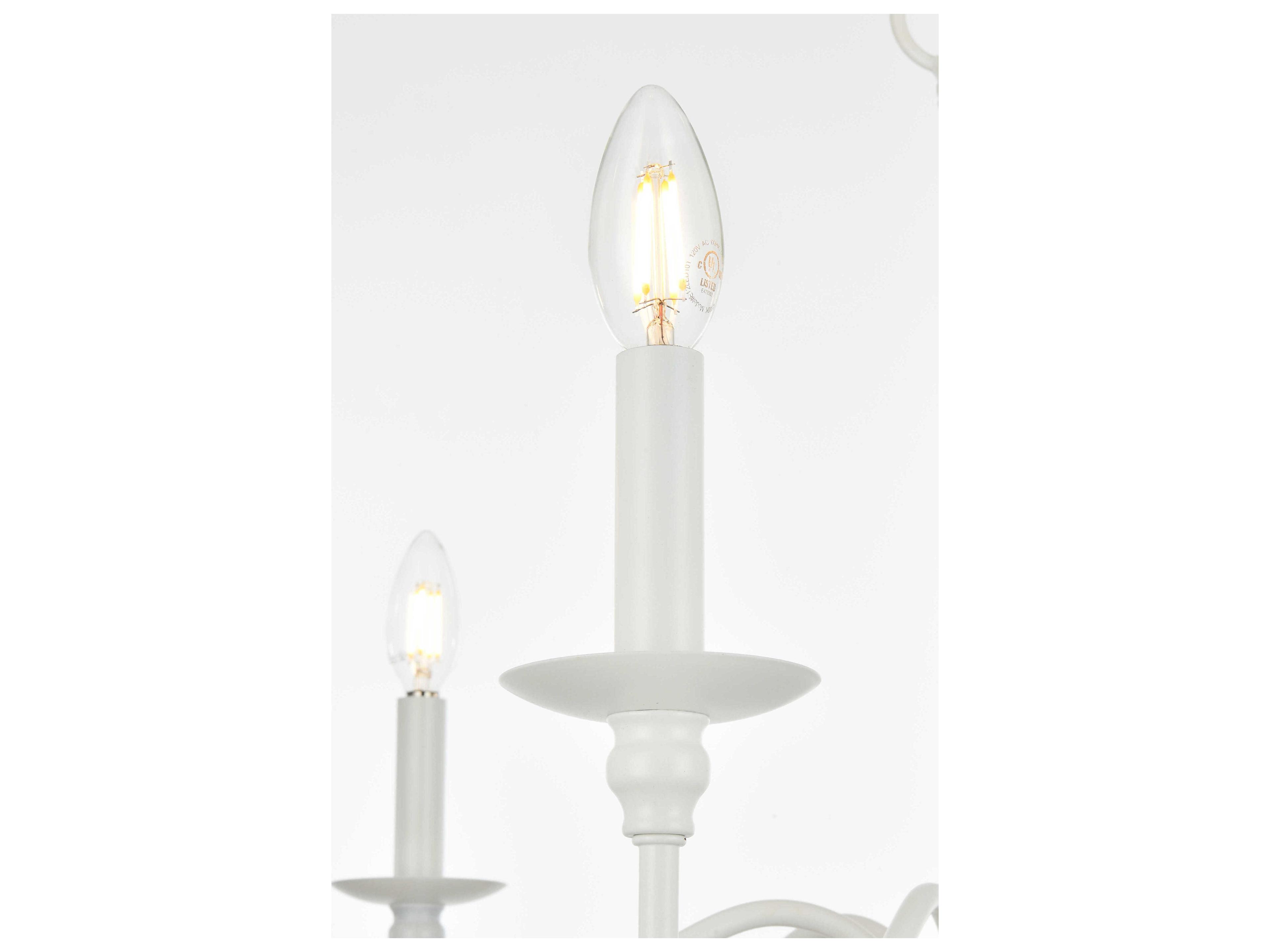 Elegant Lighting Rohan 6-Light White Candelabra Chandelier