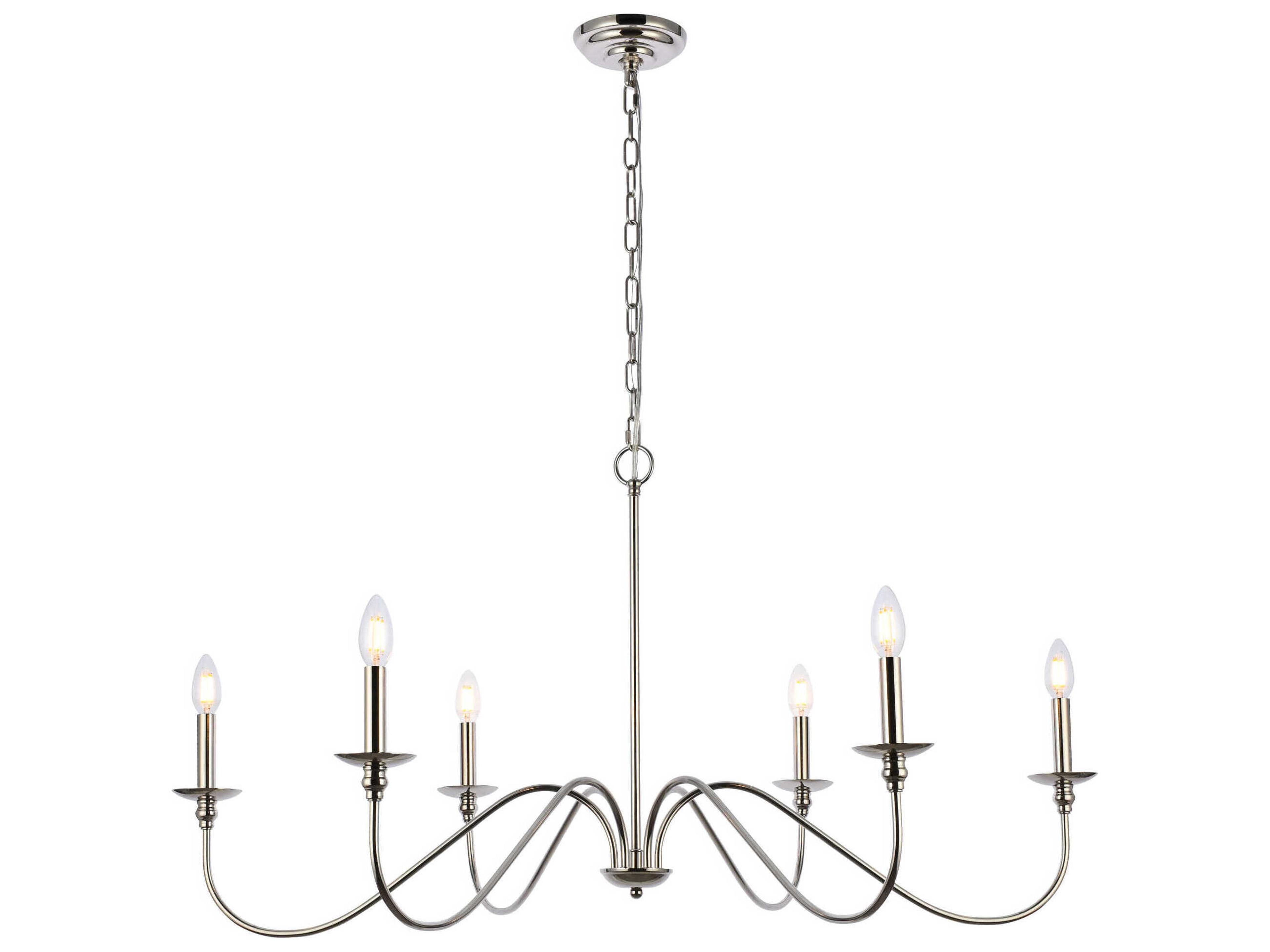 Rohan 6-Light Polished Nickel Candelabra Chandelier