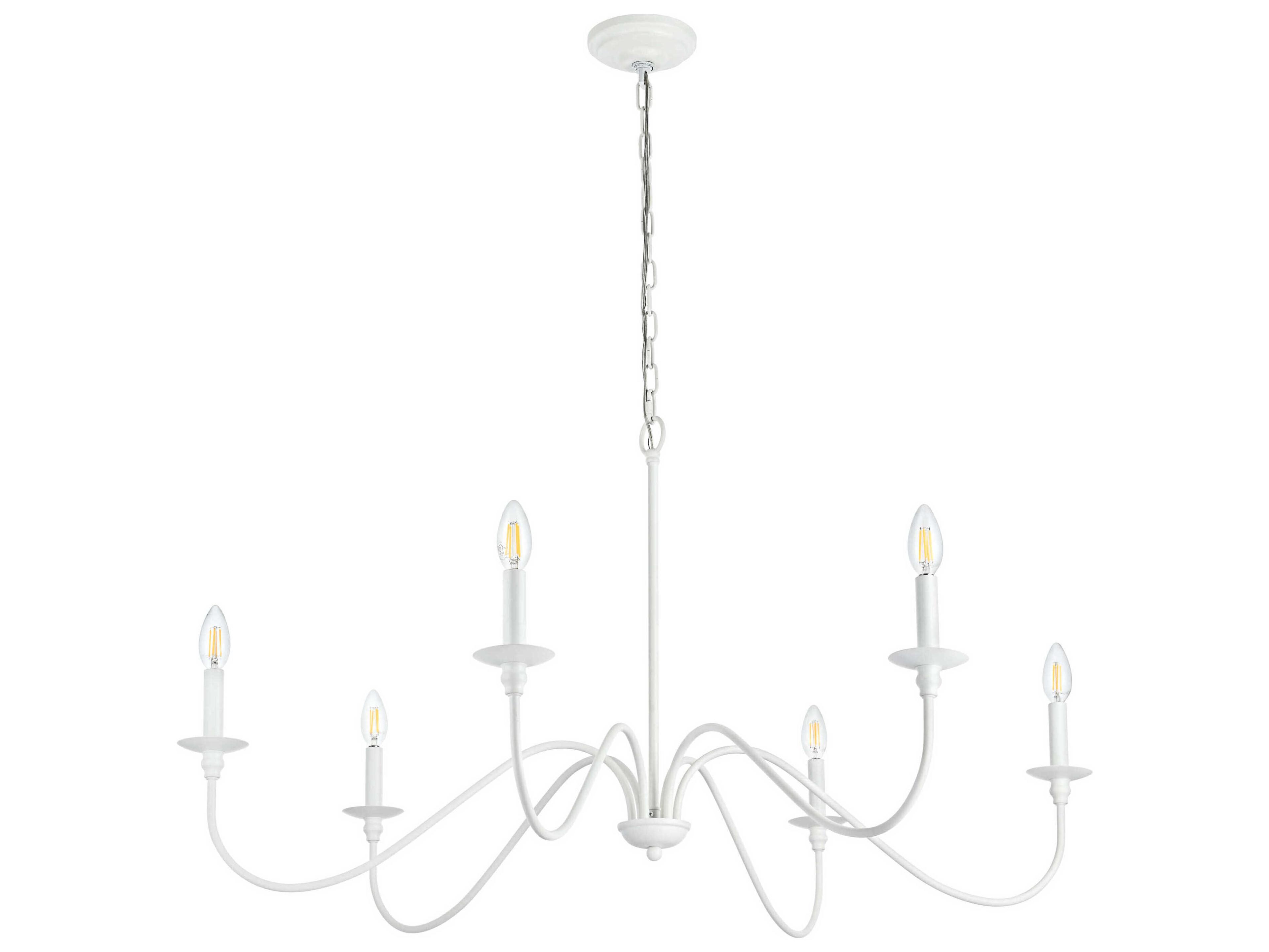 Elegant Lighting Rohan 6-Light White Candelabra Chandelier