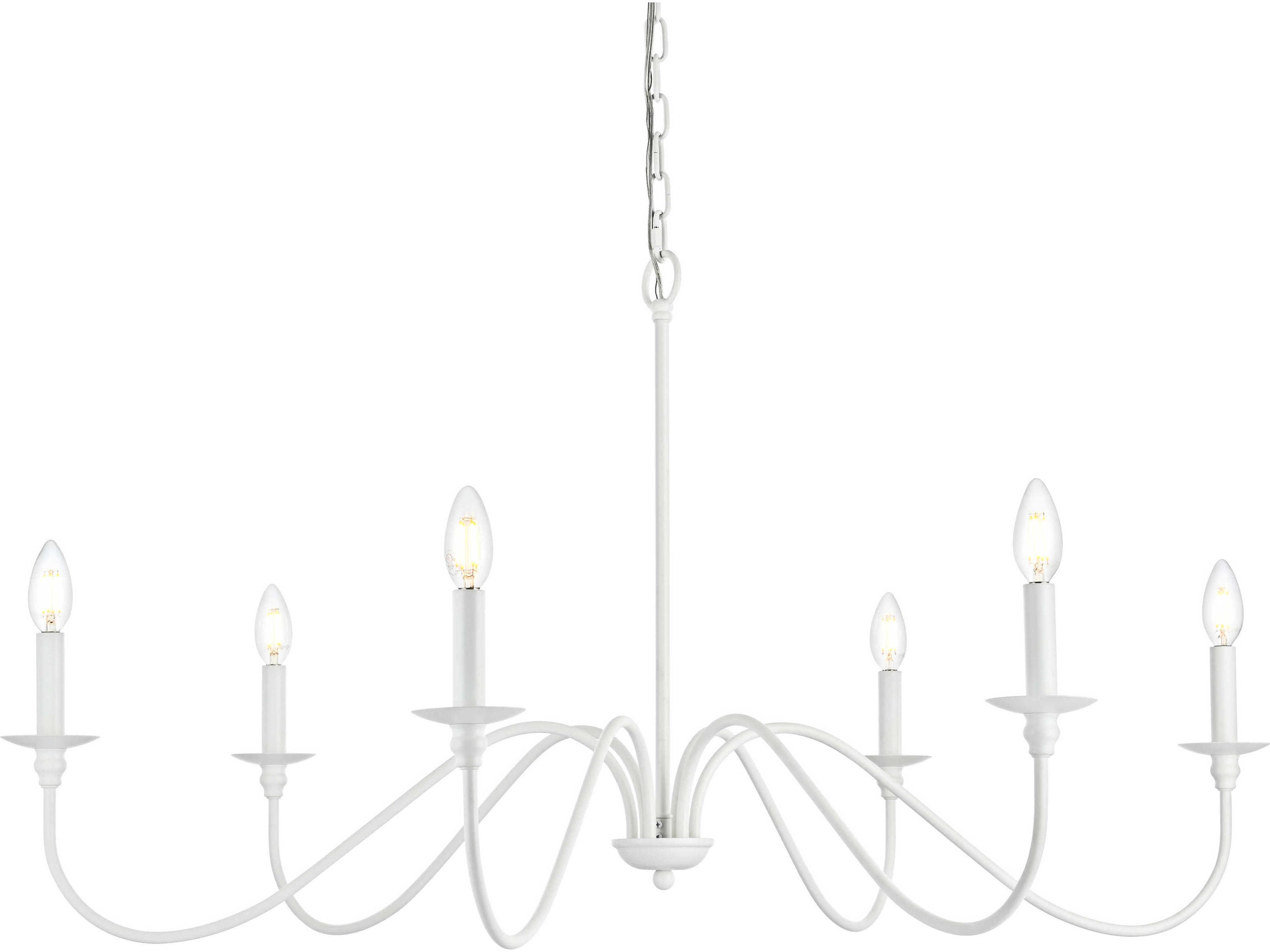 Elegant Lighting Rohan 6-Light White Candelabra Chandelier