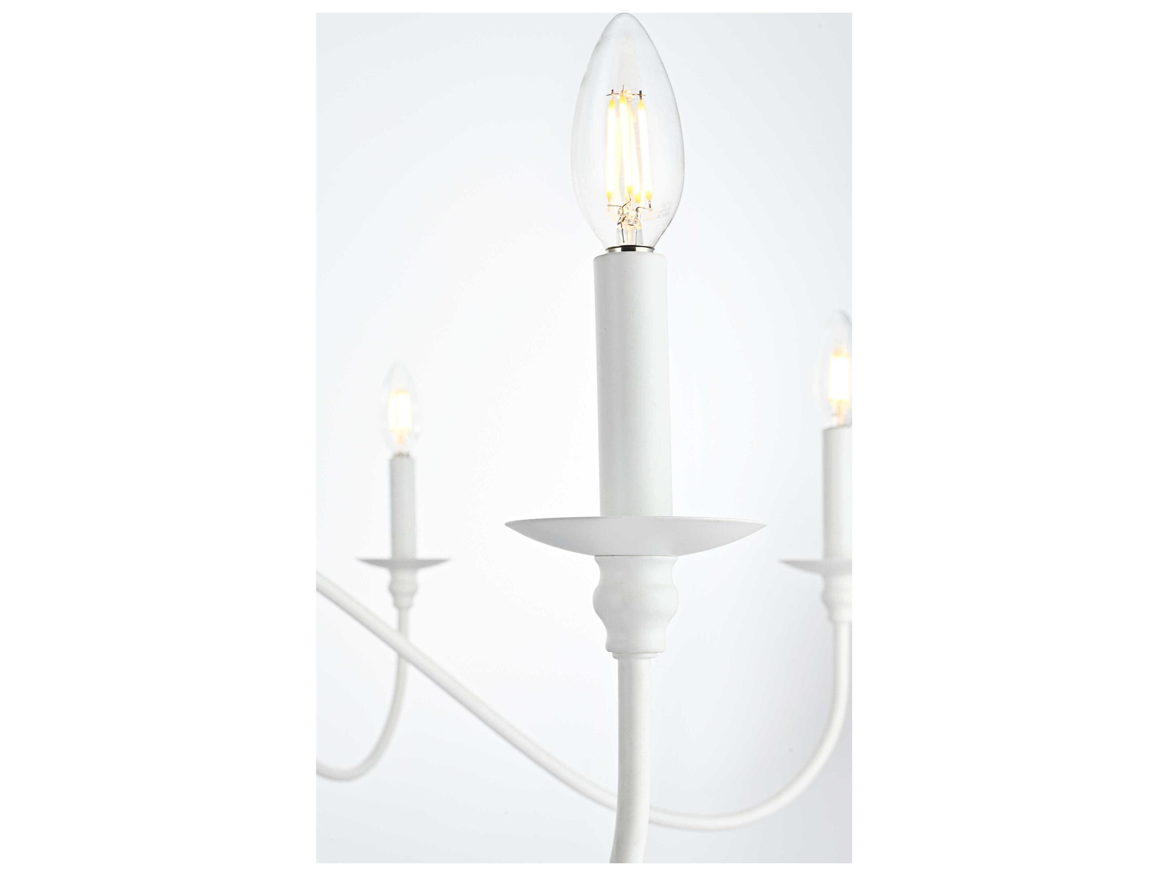 Elegant Lighting Rohan 6-Light White Candelabra Chandelier
